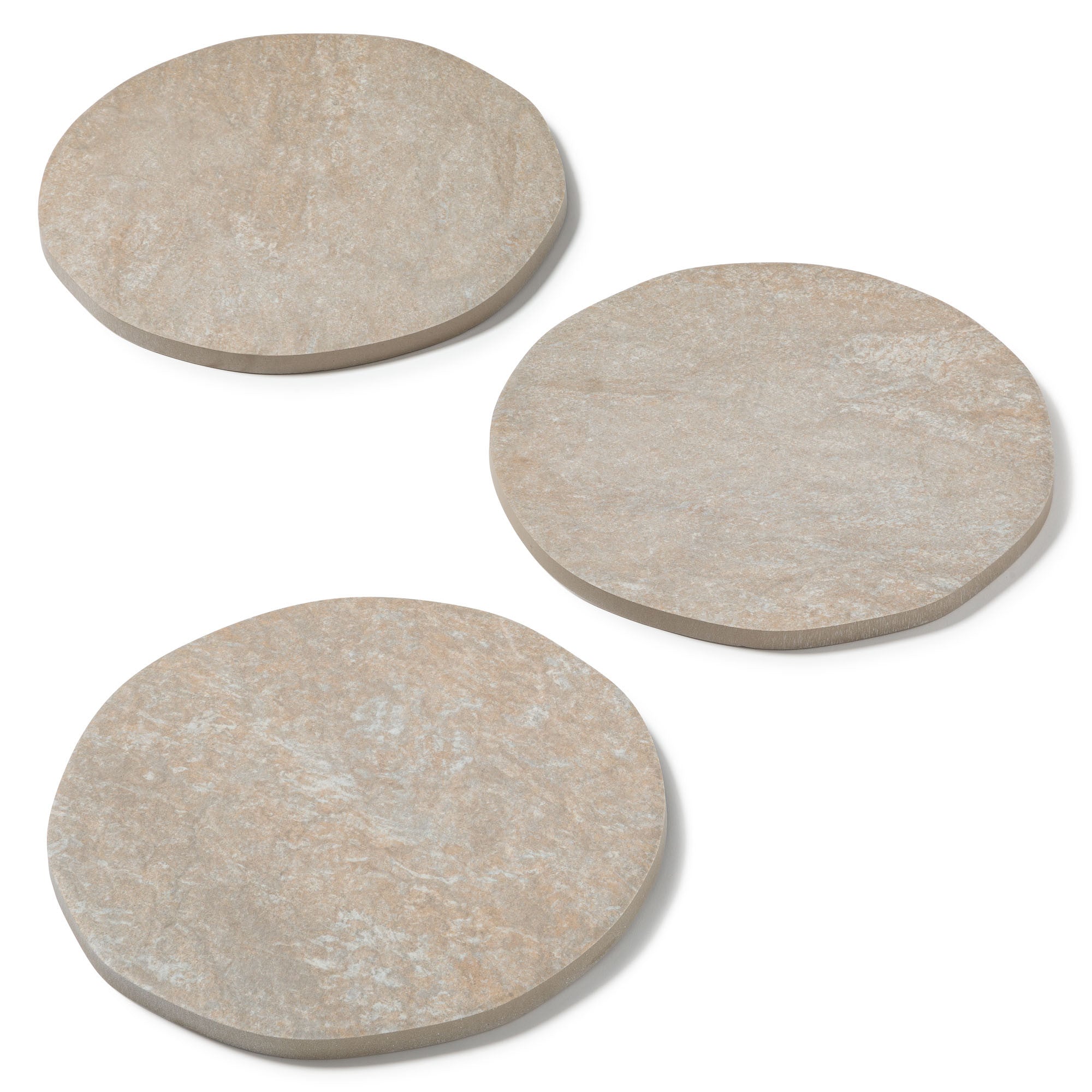 Pas japonais Rond Grès cérame effet Pierre Beige D.37.5x2 cm