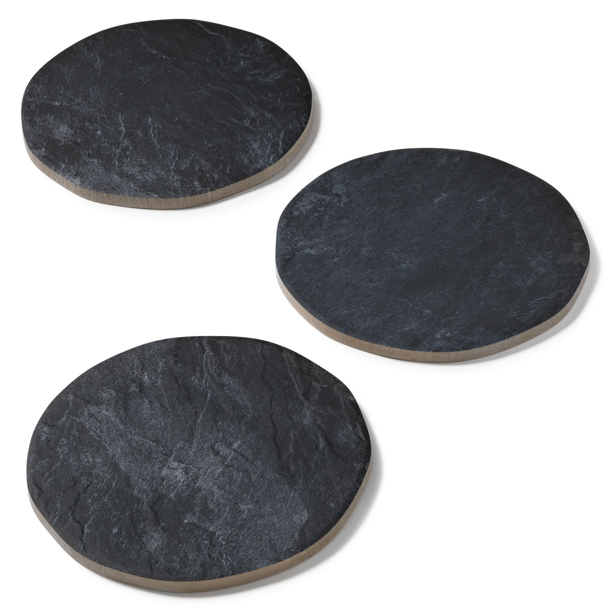 Pas japonais Rond Grès cérame effet Pierre Noire D.37.5x2 cm