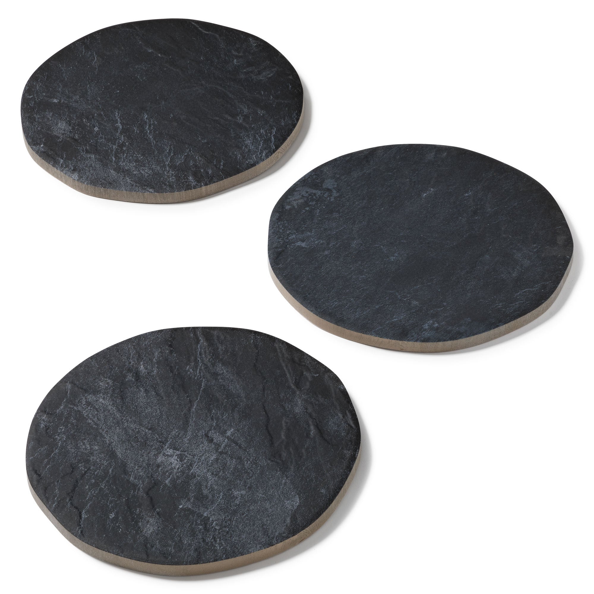 Pas japonais Rond Grès cérame effet Pierre Noire D.37.5x2 cm