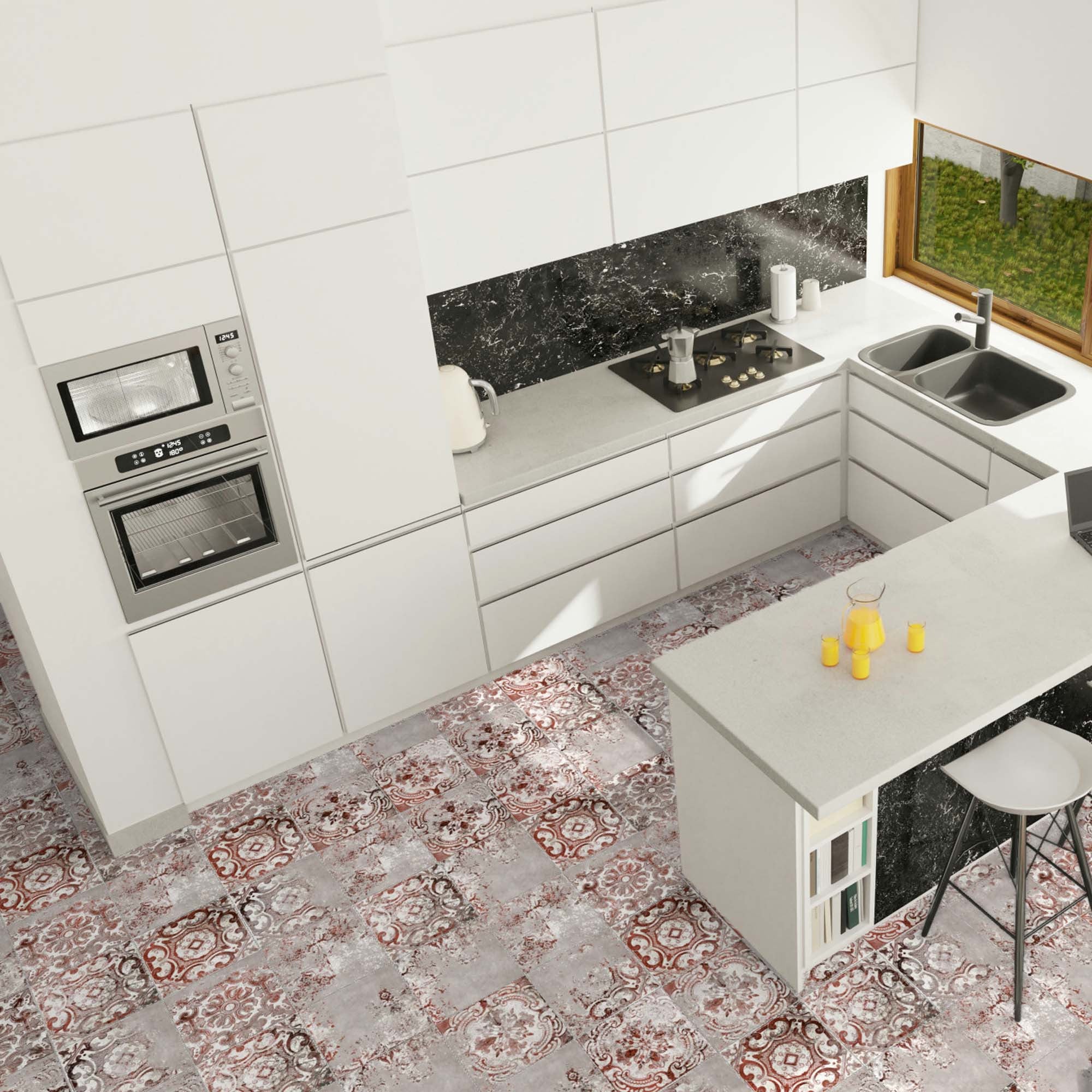 Carrelage effet Carreau ciment Abrera 20x20x1,1 cm Cemira - Sol et mur intérieur