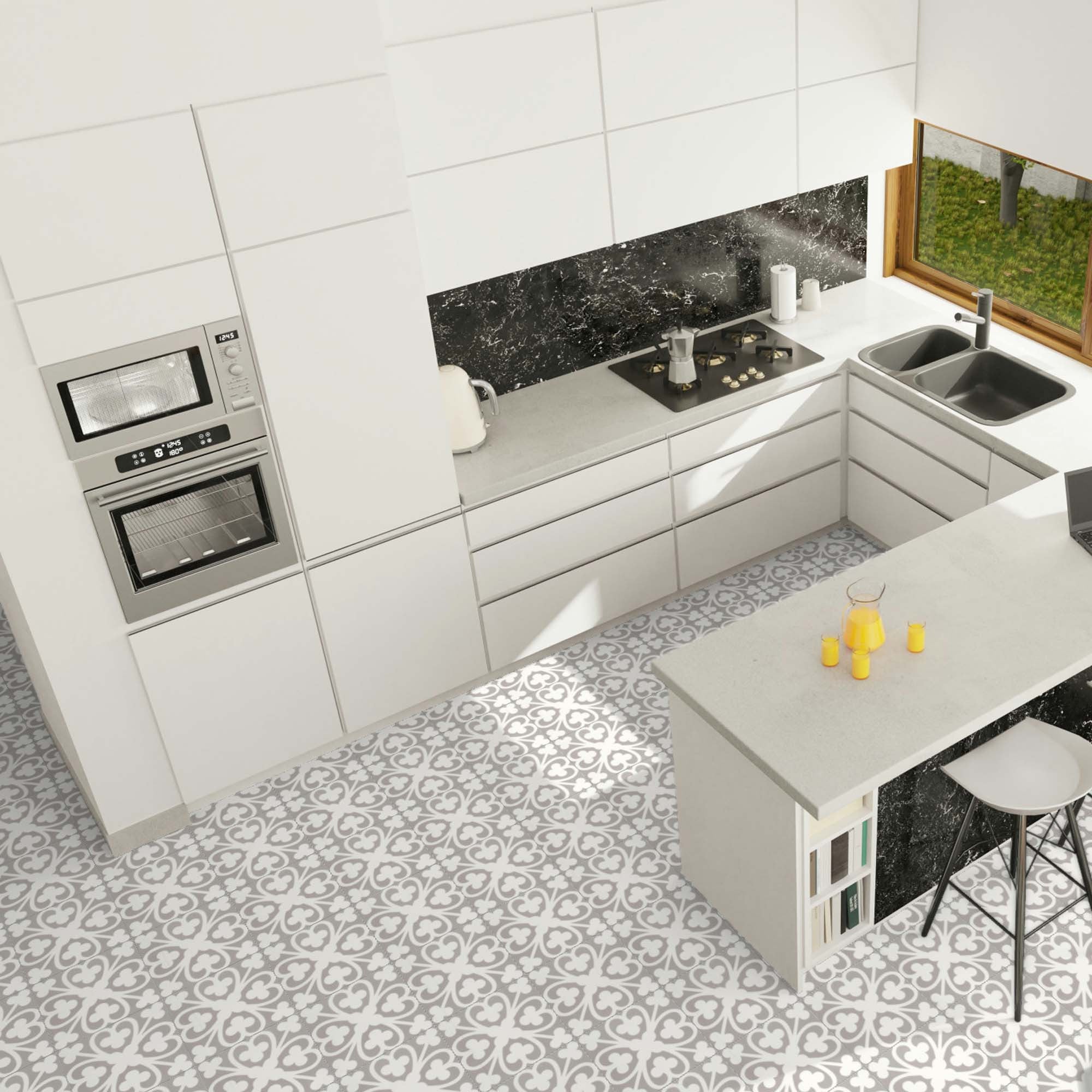 Carrelage effet Carreau ciment Borreda 20x20x1,1 cm Cemira - Sol et mur intérieur