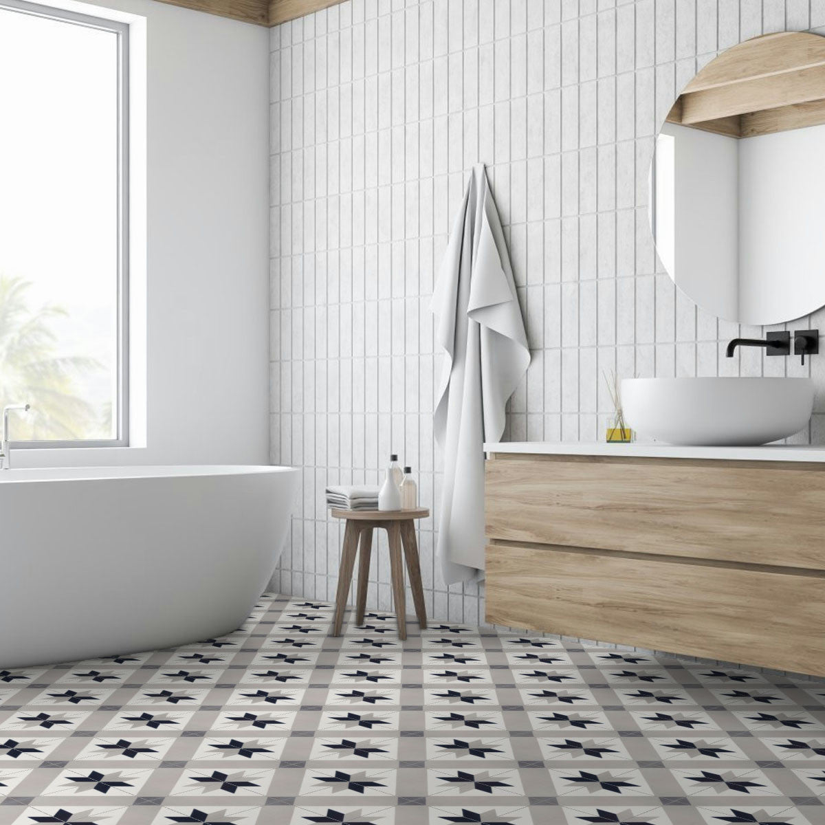 Carrelage effet Carreau ciment Estany 20x20x1,1 cm Cemira - Sol et mur intérieur