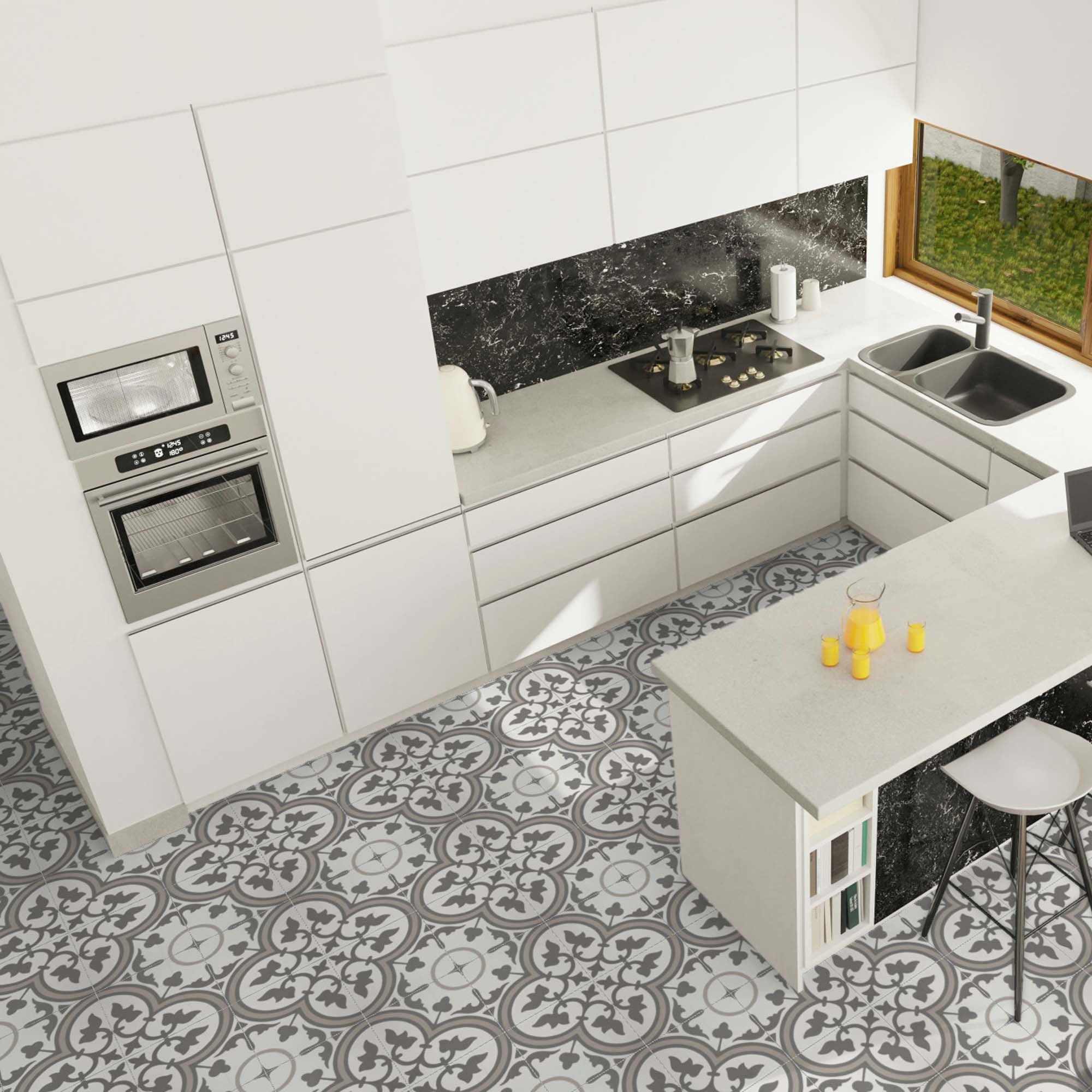 Carrelage effet Carreau ciment Mediona 20x20x1,1 cm Cemira - Sol et mur intérieur