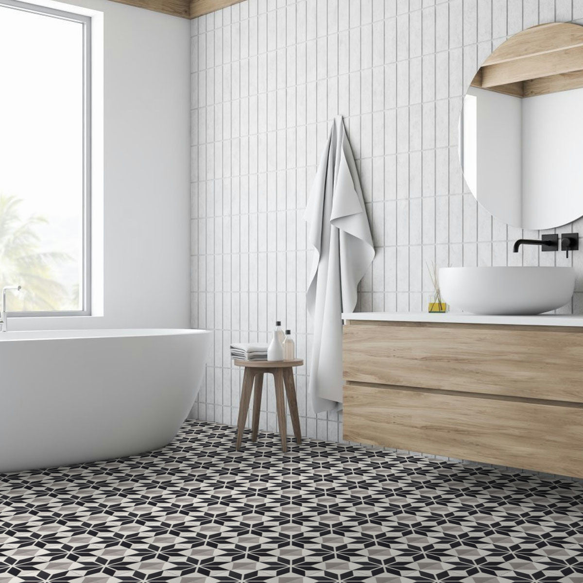 Carrelage effet Carreau ciment Montseny 20x20x1,1 cm Cemira - Sol et mur intérieur