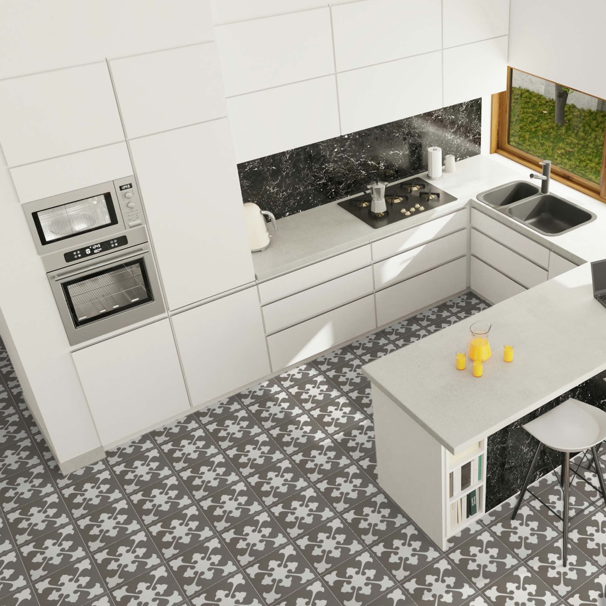 Carrelage effet Carreau ciment Odena 20x20x1,1 cm Cemira - Sol et mur intérieur