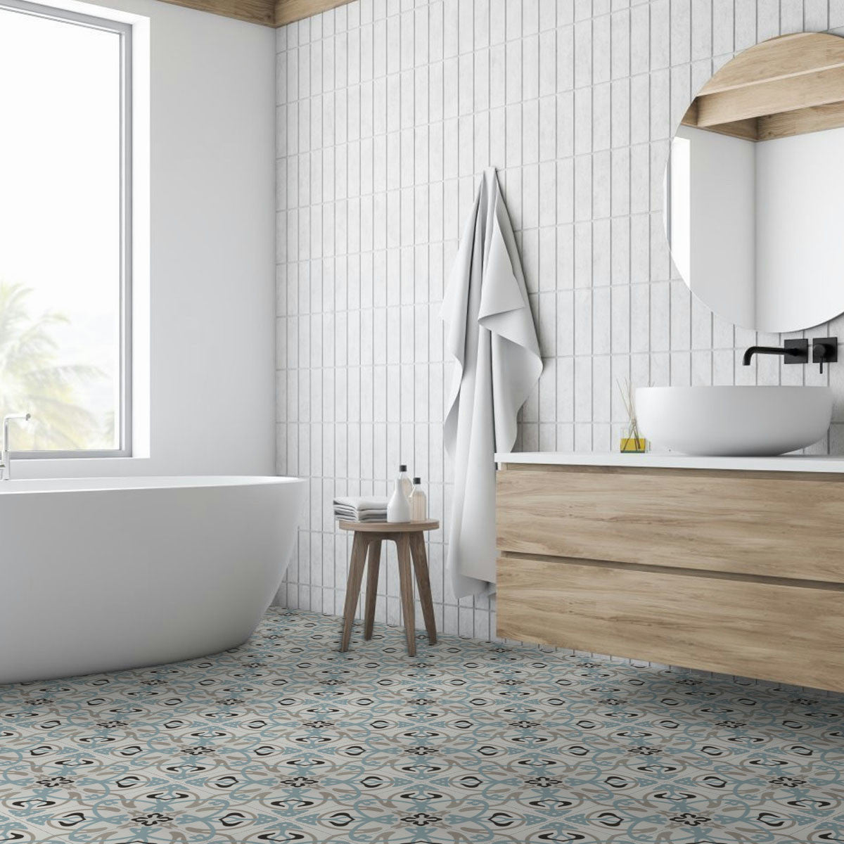 Carrelage effet Carreau ciment Perafita 20x20x1,1 cm Cemira - Sol et mur intérieur