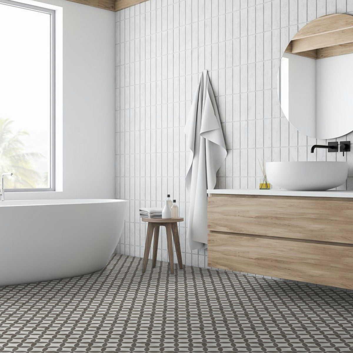 Carrelage effet Carreau ciment Sora 20x20x1,1 cm Cemira - Sol et mur intérieur