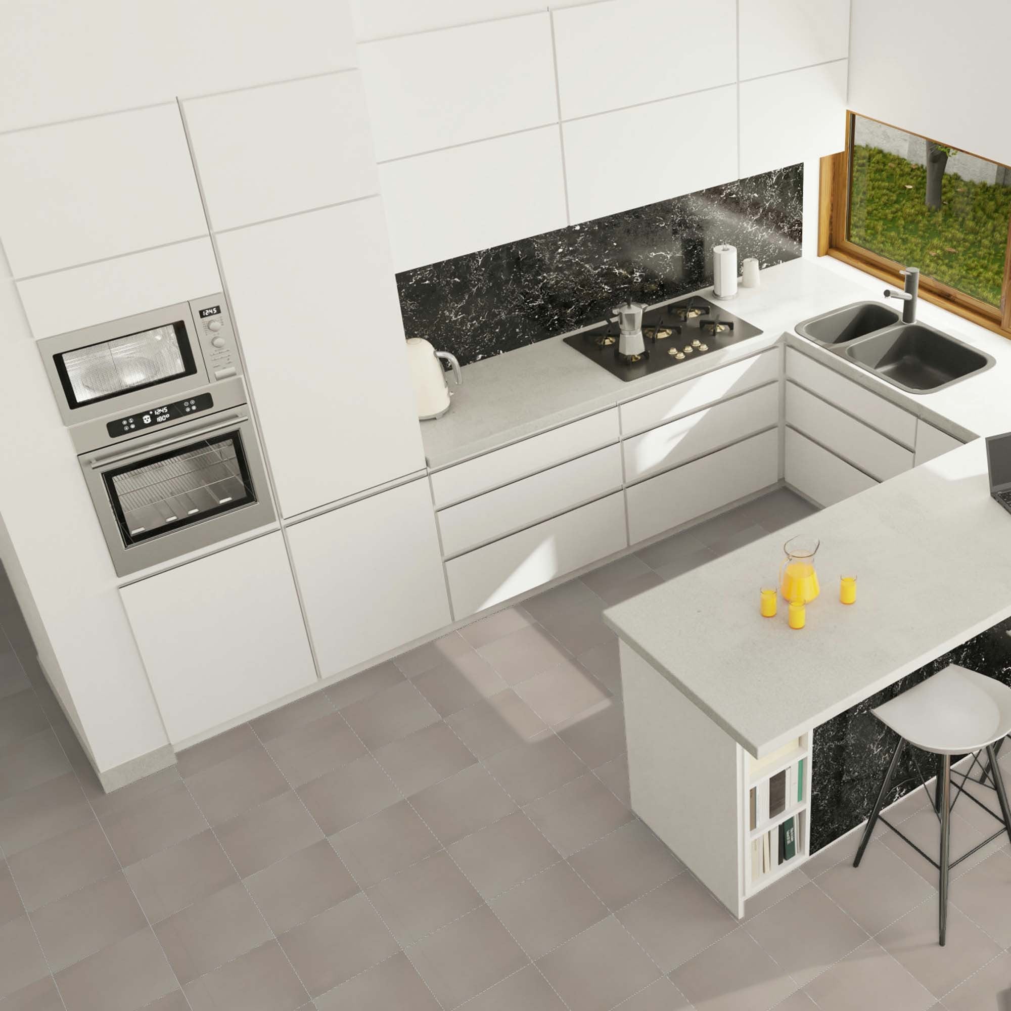 Carrelage effet Carreau ciment Gris Clair 20x20x1,1 cm Cemira - Sol et mur intérieur