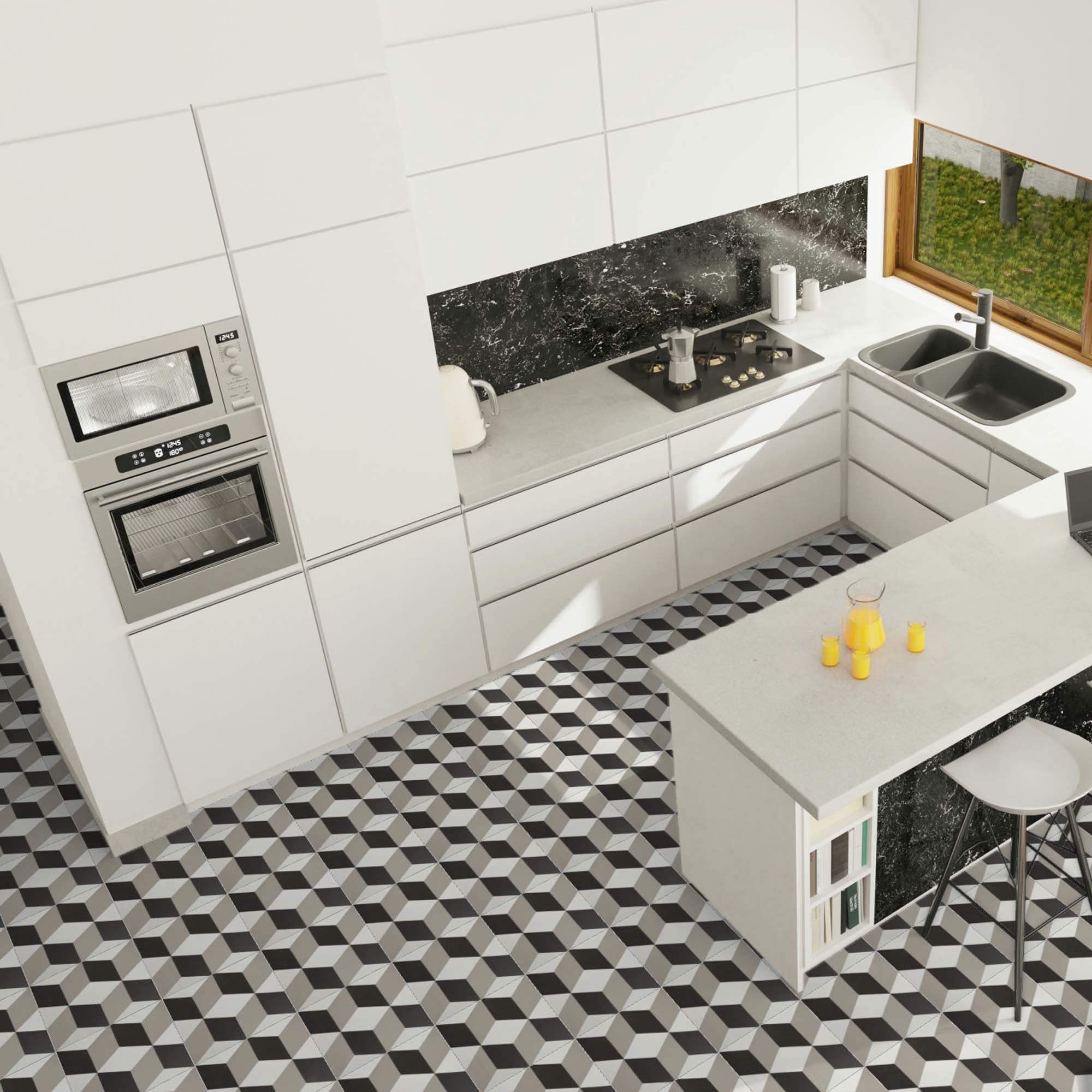 Carrelage effet Carreau ciment Vilada 20x20x1,1 cm Cemira - Sol et mur intérieur