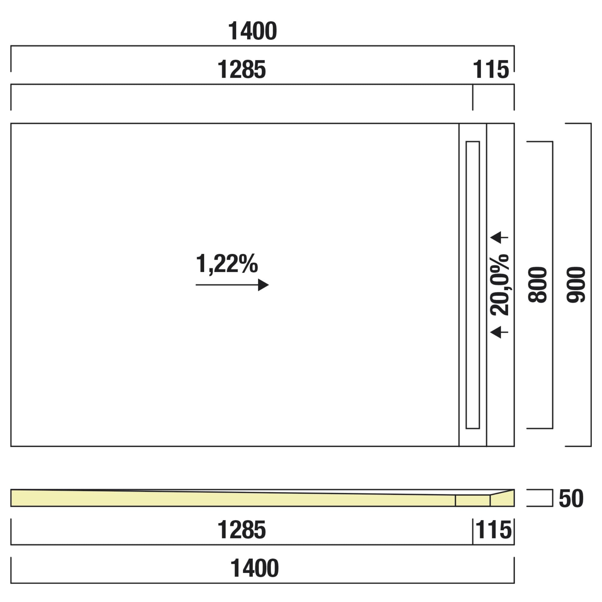 Receveur de douche prêt à carreler recoupable 140x90x5 cm - Bonde caniveau - Sopro