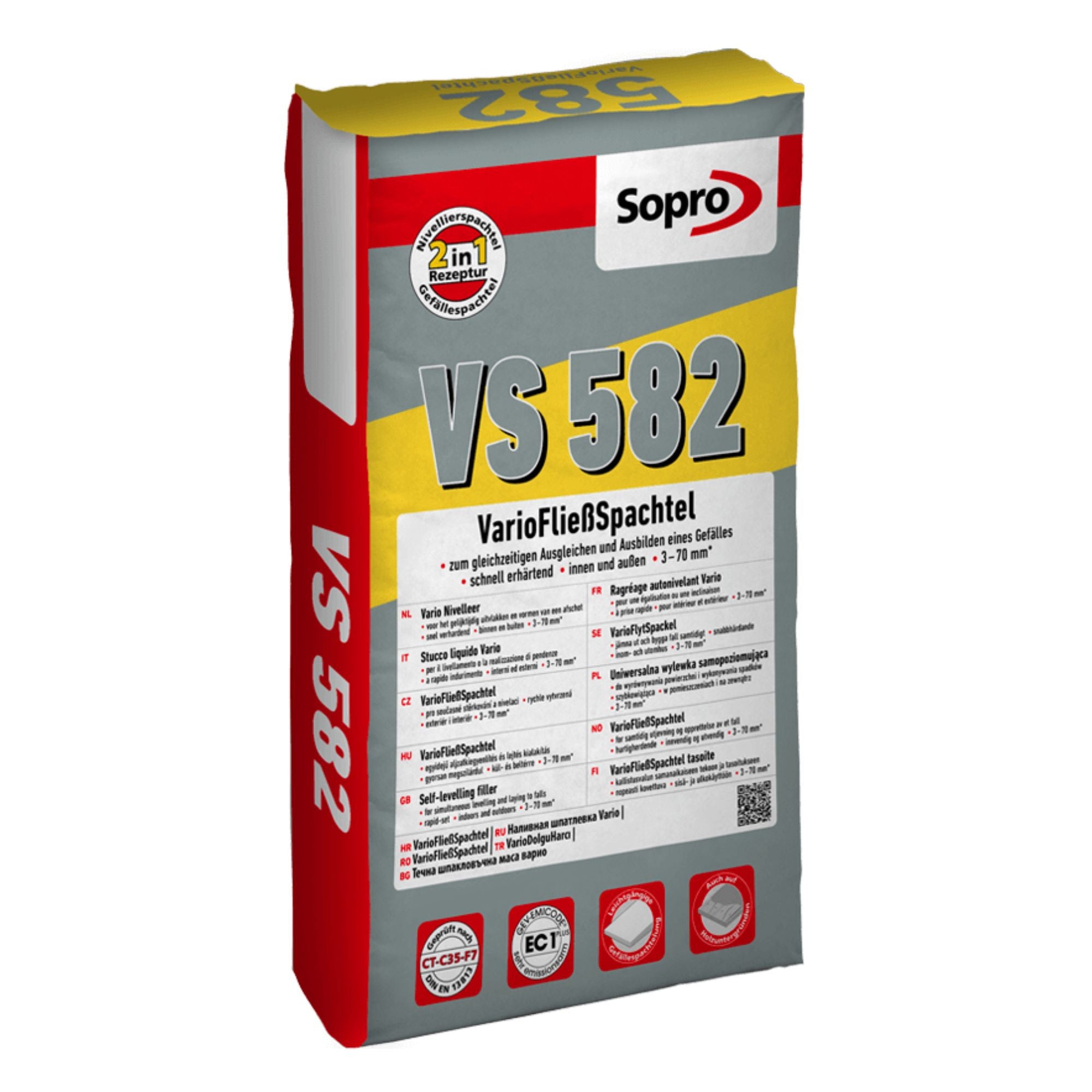 Ragréage autonivelant pour sol intérieur et extérieur 3 à 70 mm - Sopro VS 582 - 25 kg