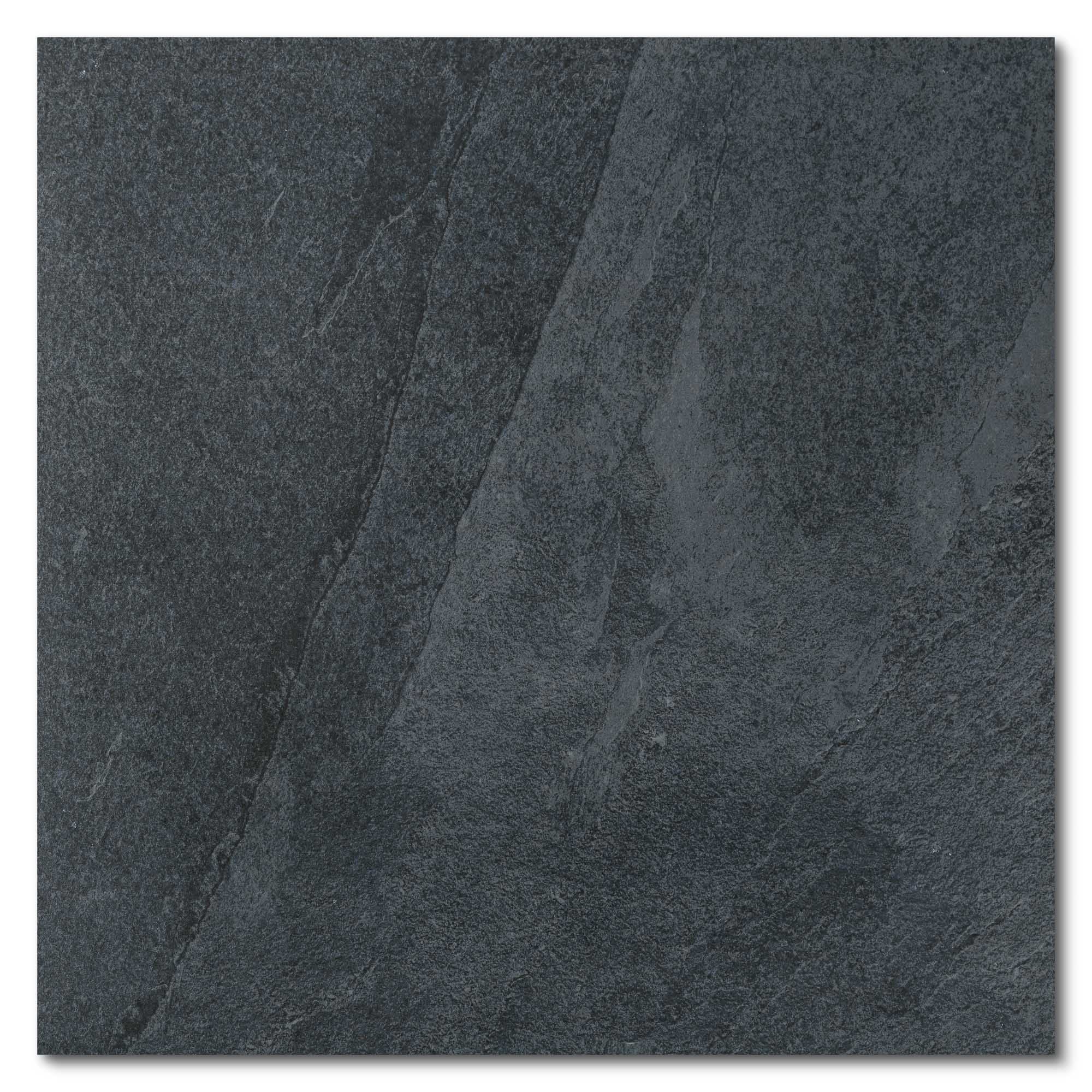 Carrelage effet Ardoise Noire 60x60x2 cm Pietra - Sol extérieur