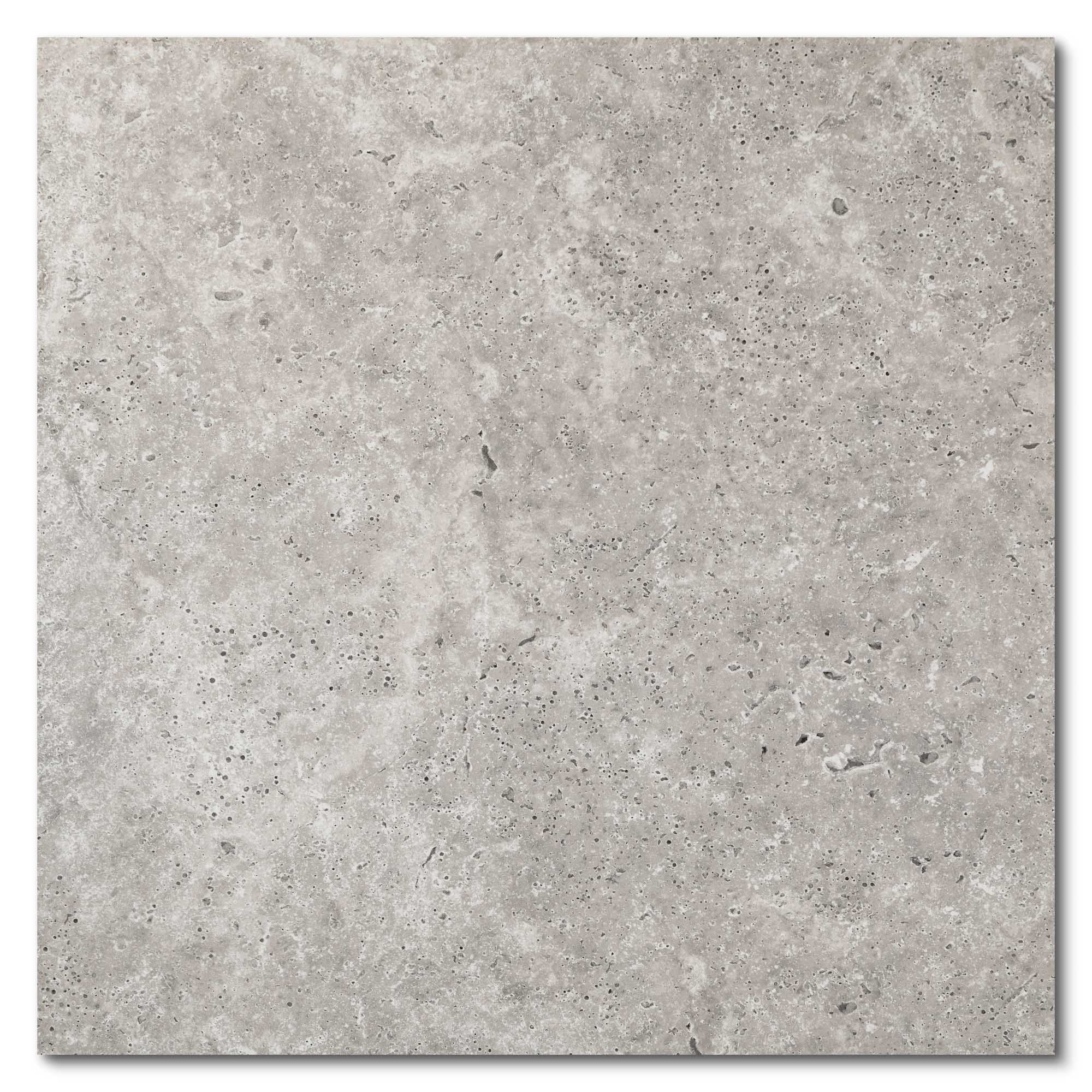 Carrelage effet Travertin Gris 60x60x2 cm Pietra - Sol extérieur
