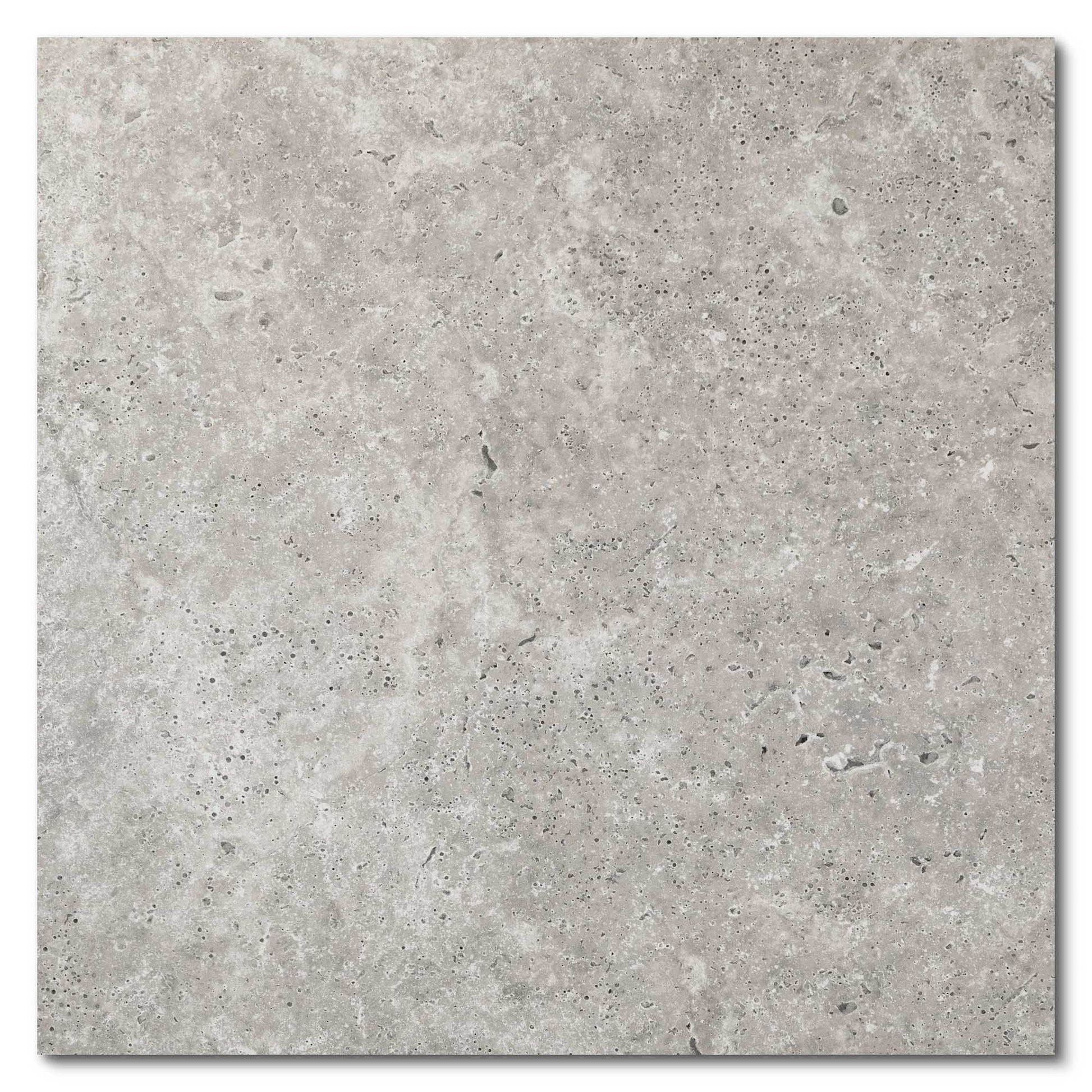 Carrelage effet Travertin Gris 60x60x2 cm Pietra - Sol extérieur