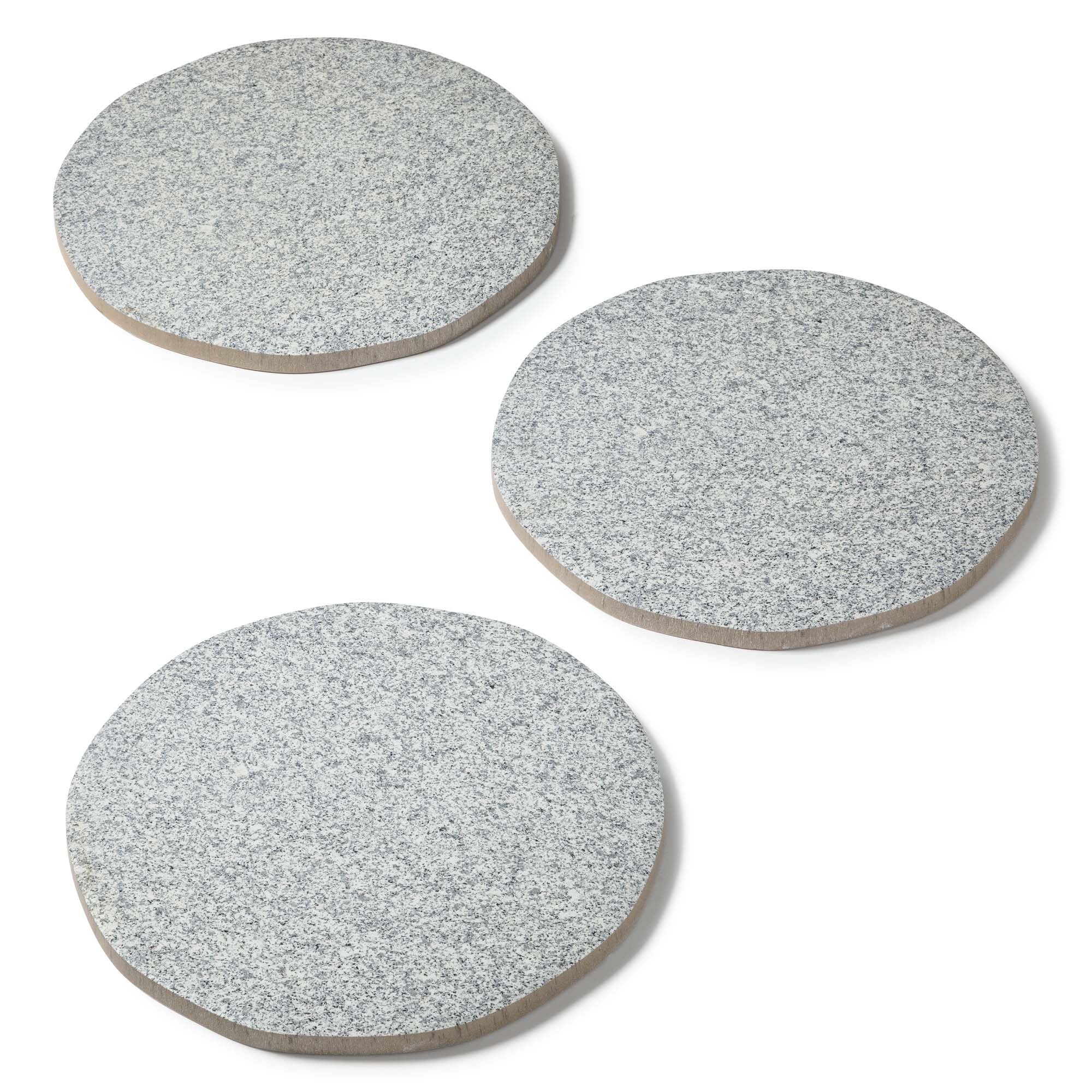 Pas japonais Rond Grès cérame effet Pierre Granit Gris D.37.5x2 cm