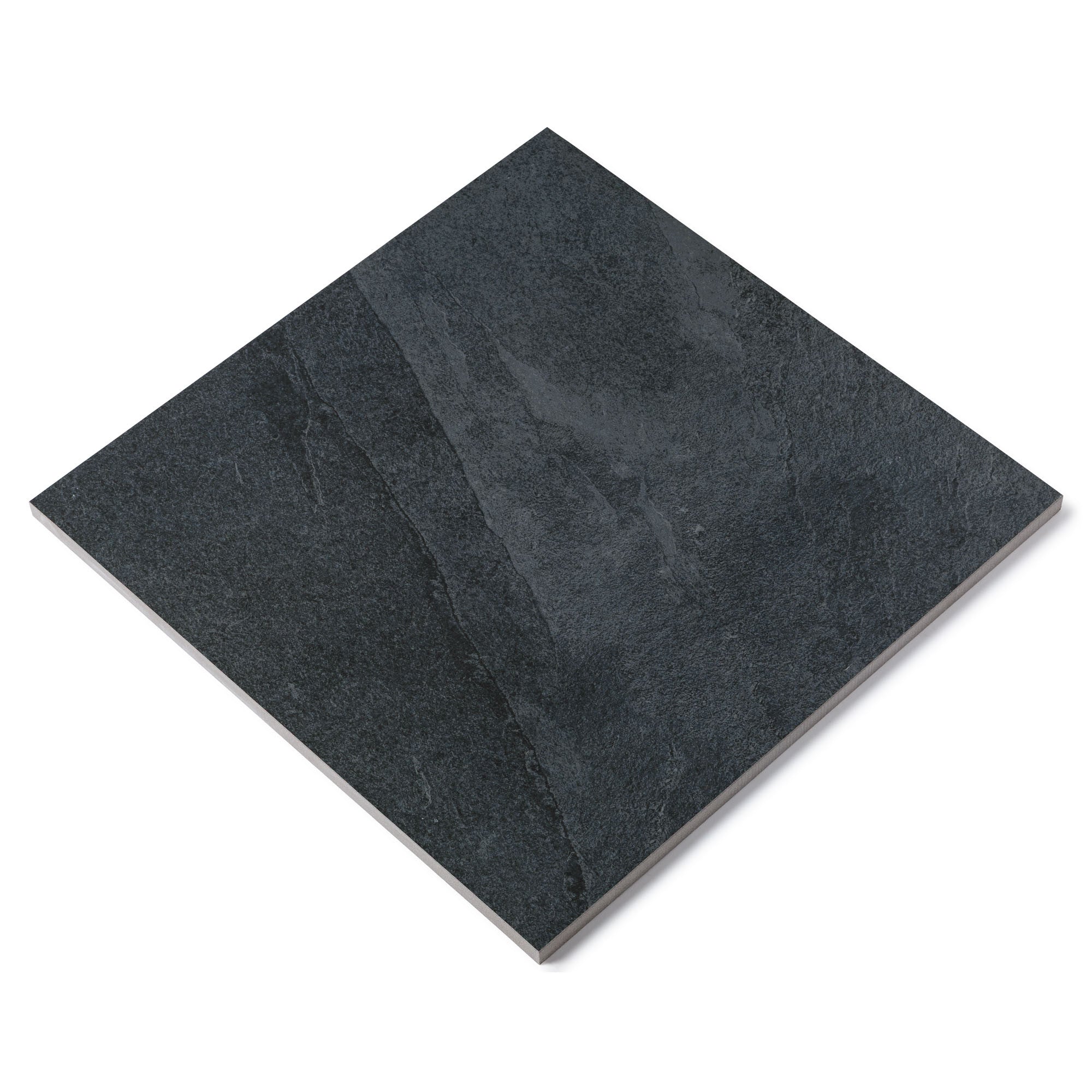Carrelage effet Ardoise Noire 60x60x2 cm Pietra - Sol extérieur