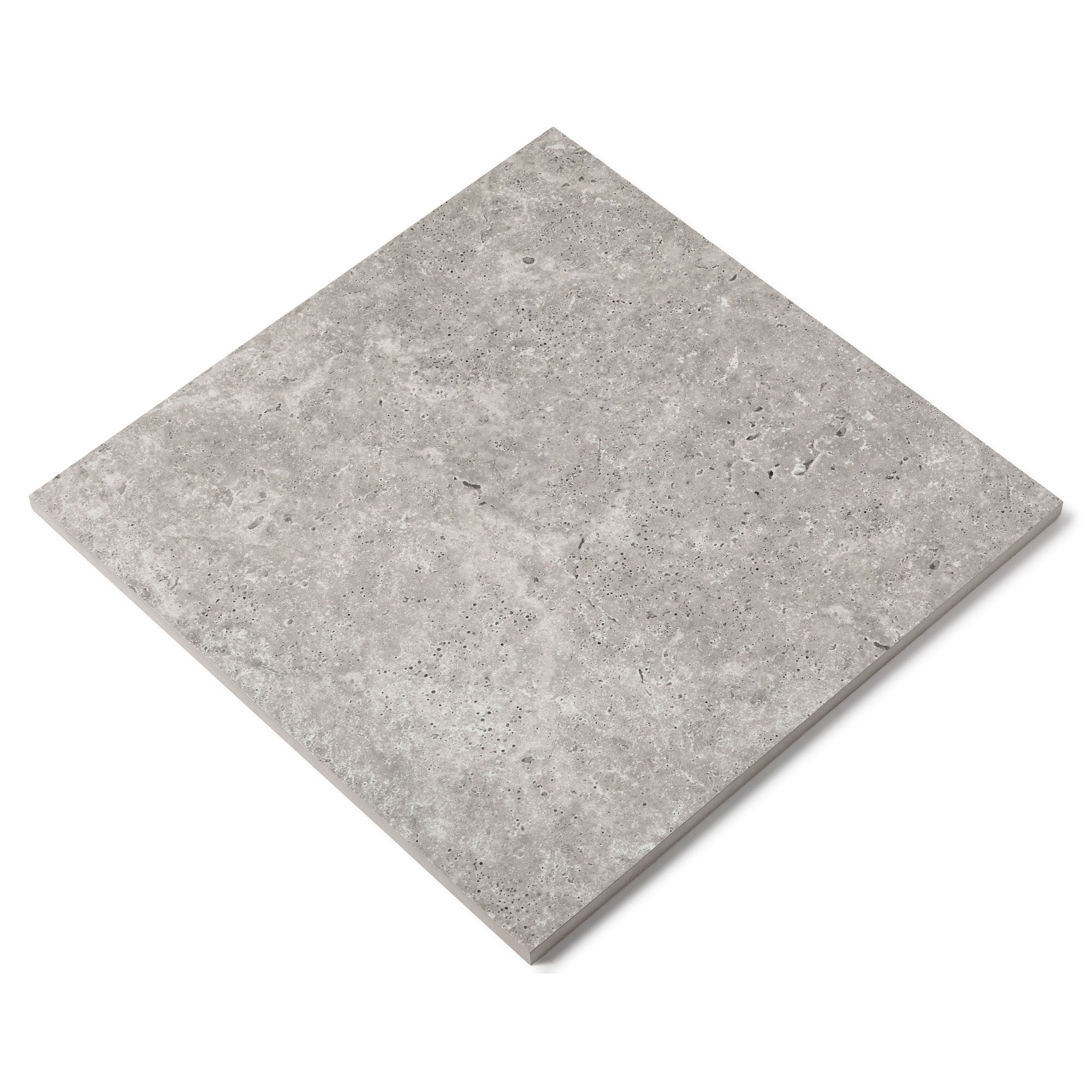 Carrelage effet Travertin Gris 60x60x2 cm Pietra - Sol extérieur