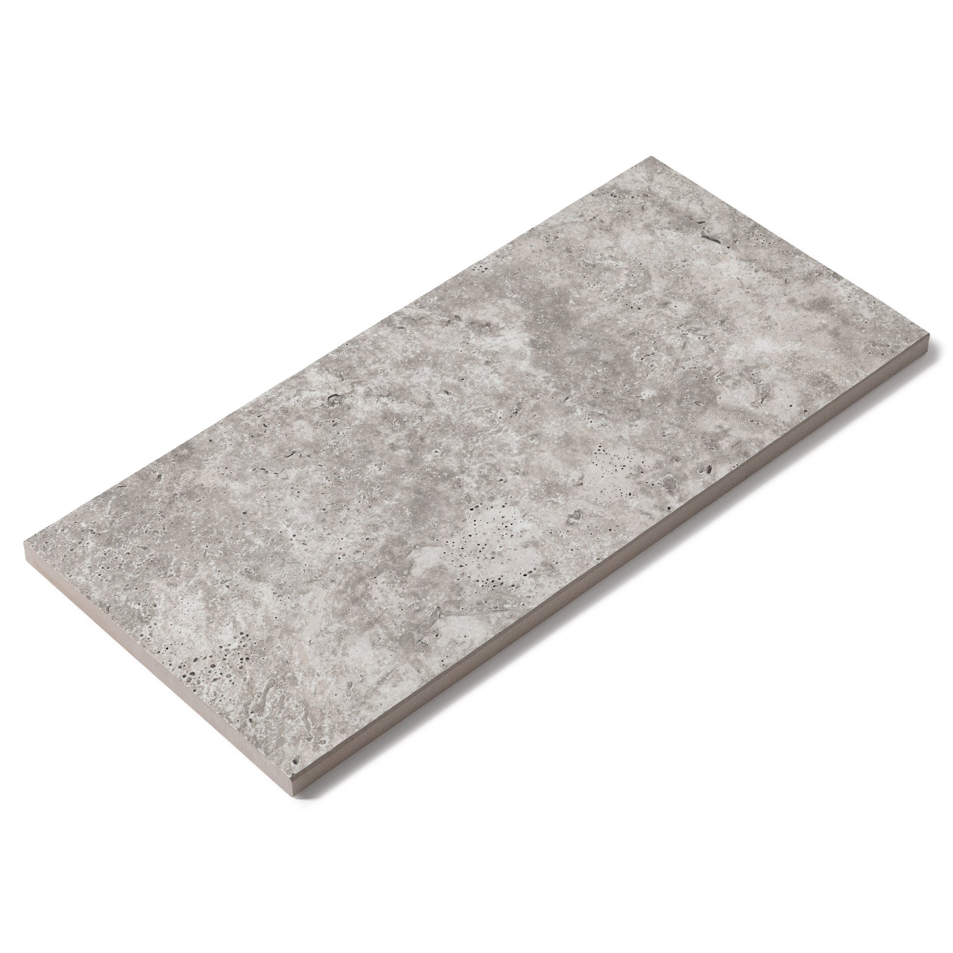 Margelle de piscine effet Travertin Gris 60x28x2 cm Bord Droit Pietra