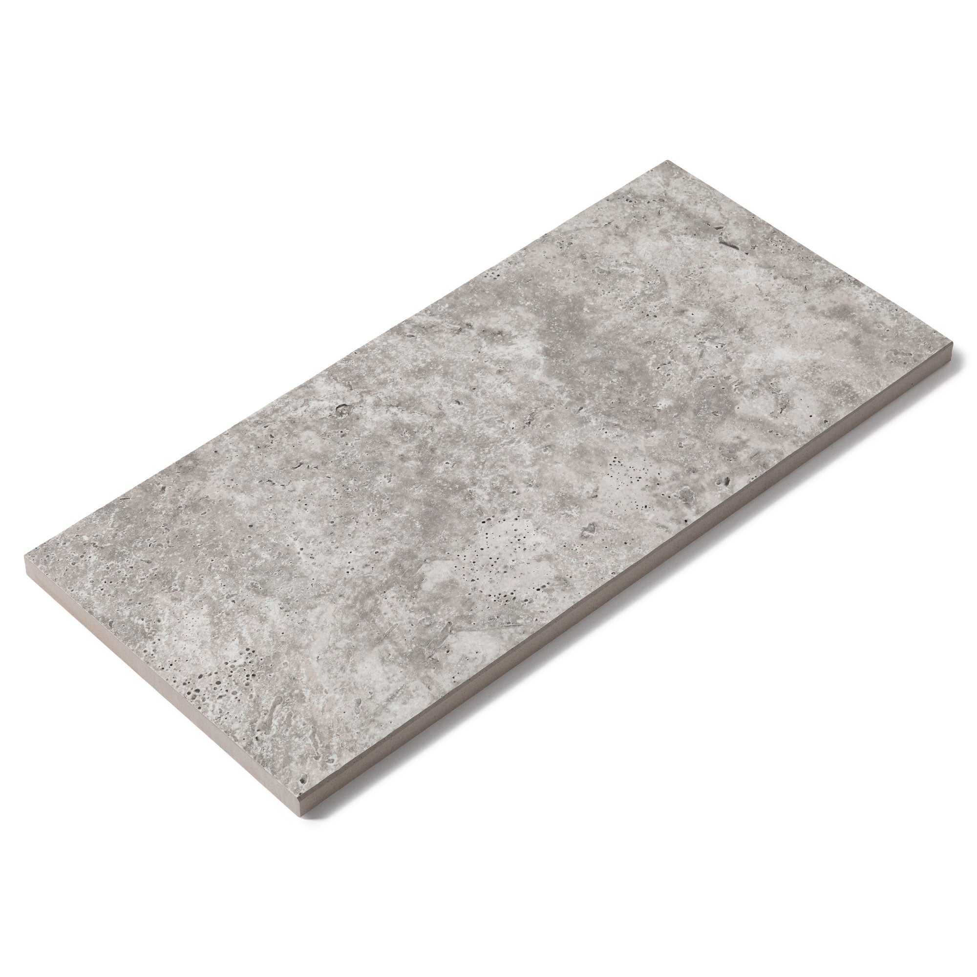 Margelle de piscine effet Travertin Gris 60x28x2 cm Bord Droit Pietra
