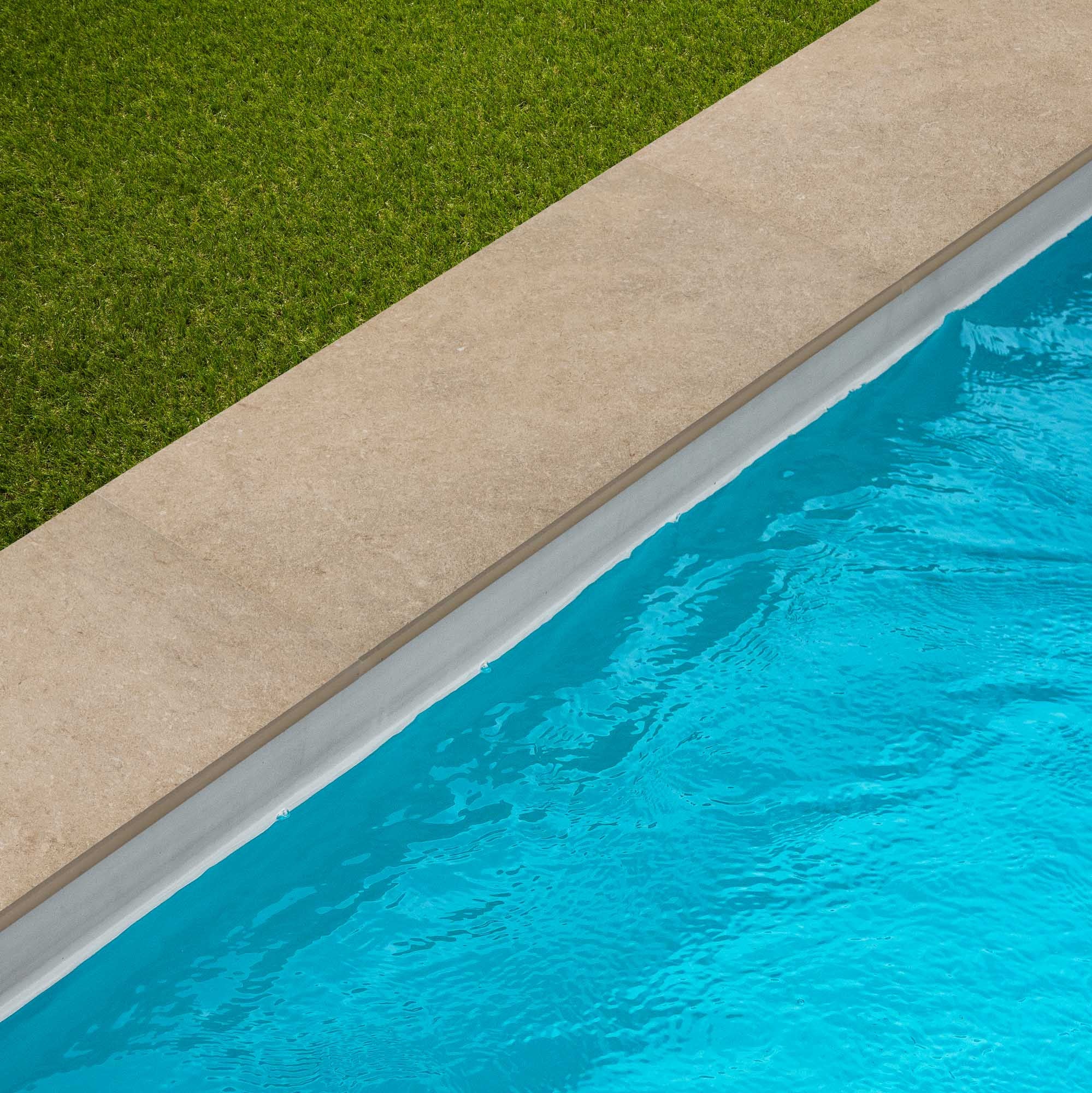 Margelle de piscine effet Pierre Beige Cotto 60x28x2 cm Bord Droit Pietra