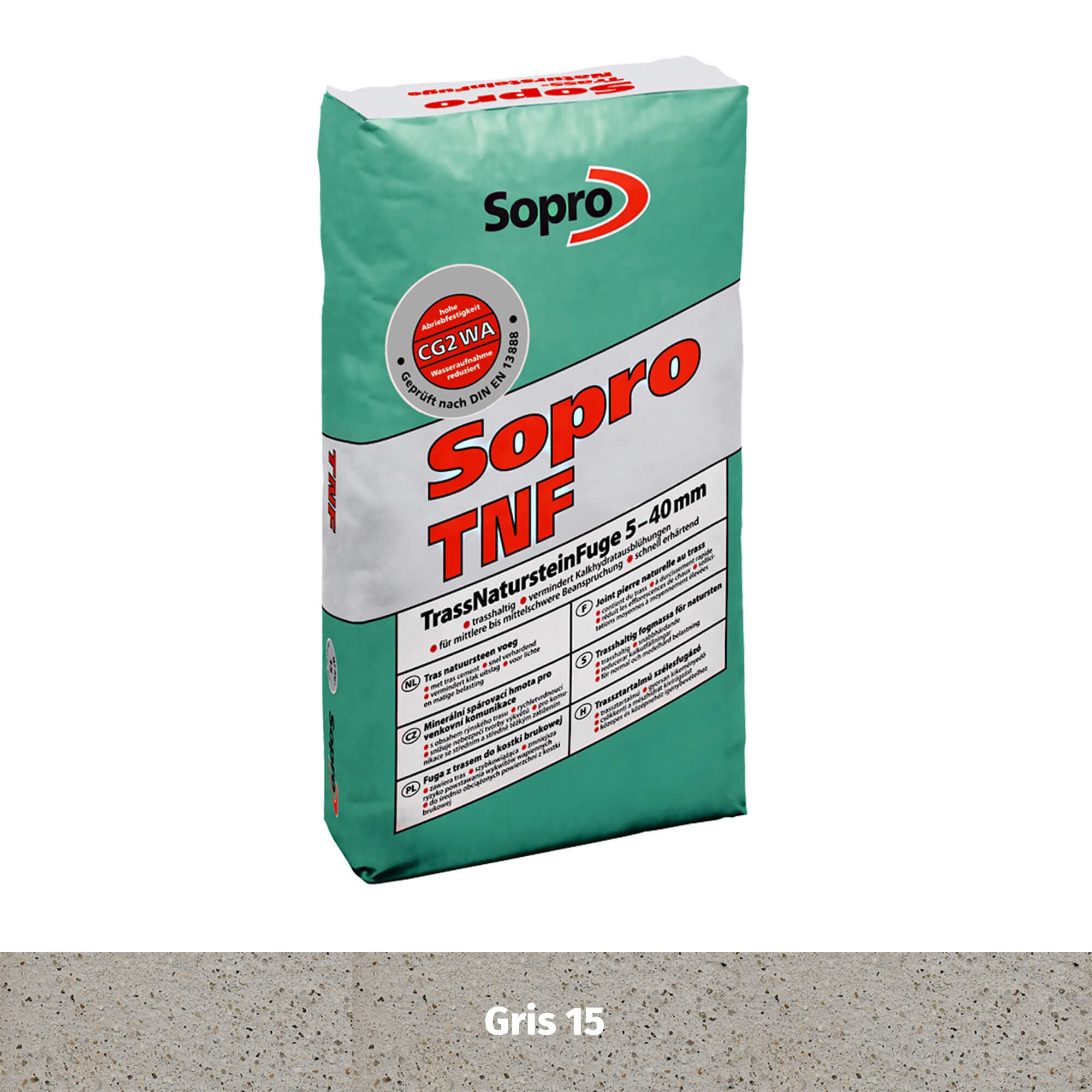 Joint carrelage extérieur - 5 à 40 mm - Gros grain - Gris 15 - Sopro TNF 674 - 25 kg