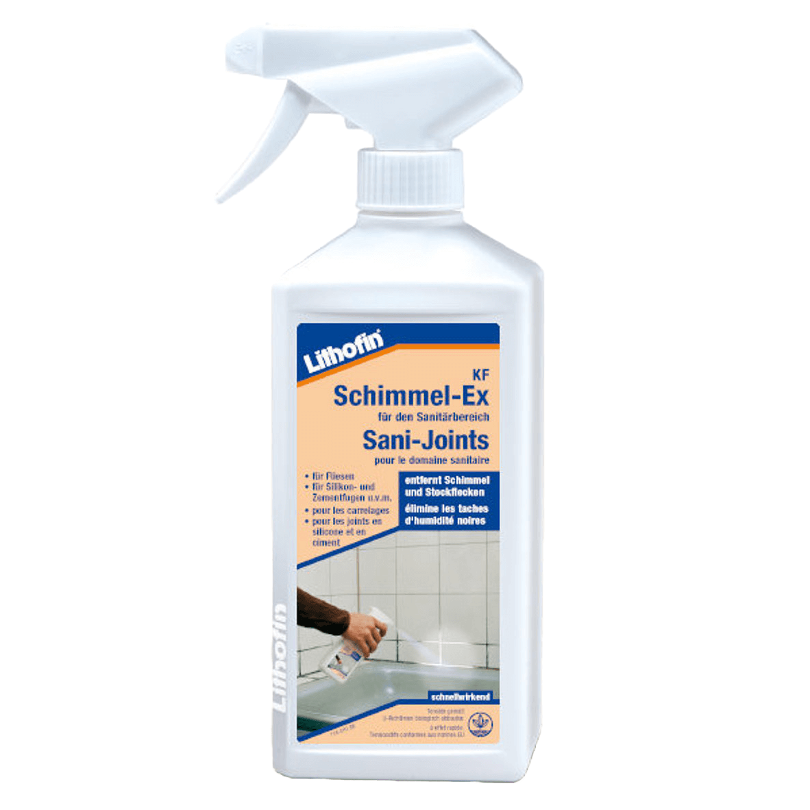 Lithofin Kf Sani-Joints Spray 500 ml - Nettoyant joints salle de bains moisis et noircis