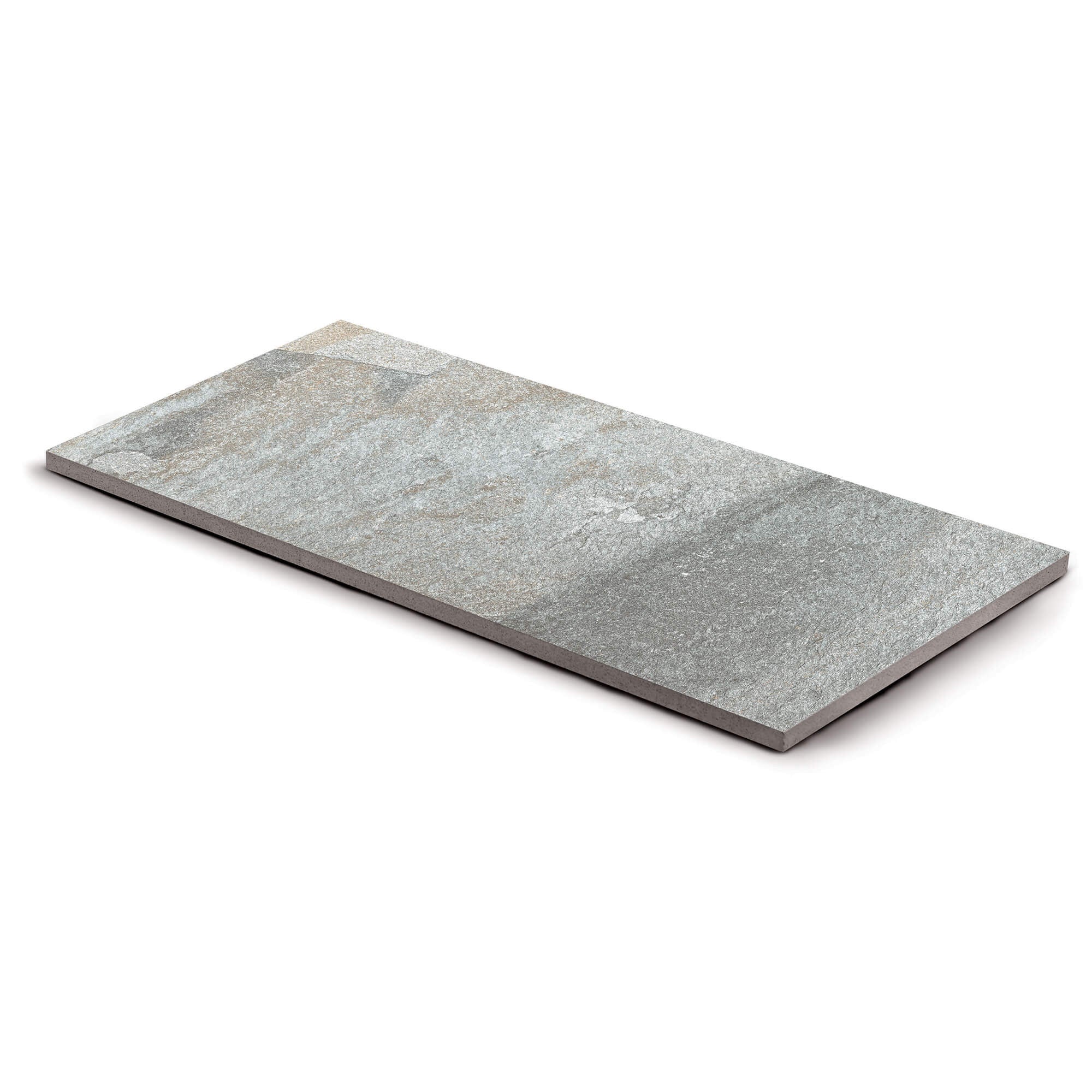 Pas japonais Rectangle Grès cérame effet Pierre Grise Treviso 80x40x2 cm