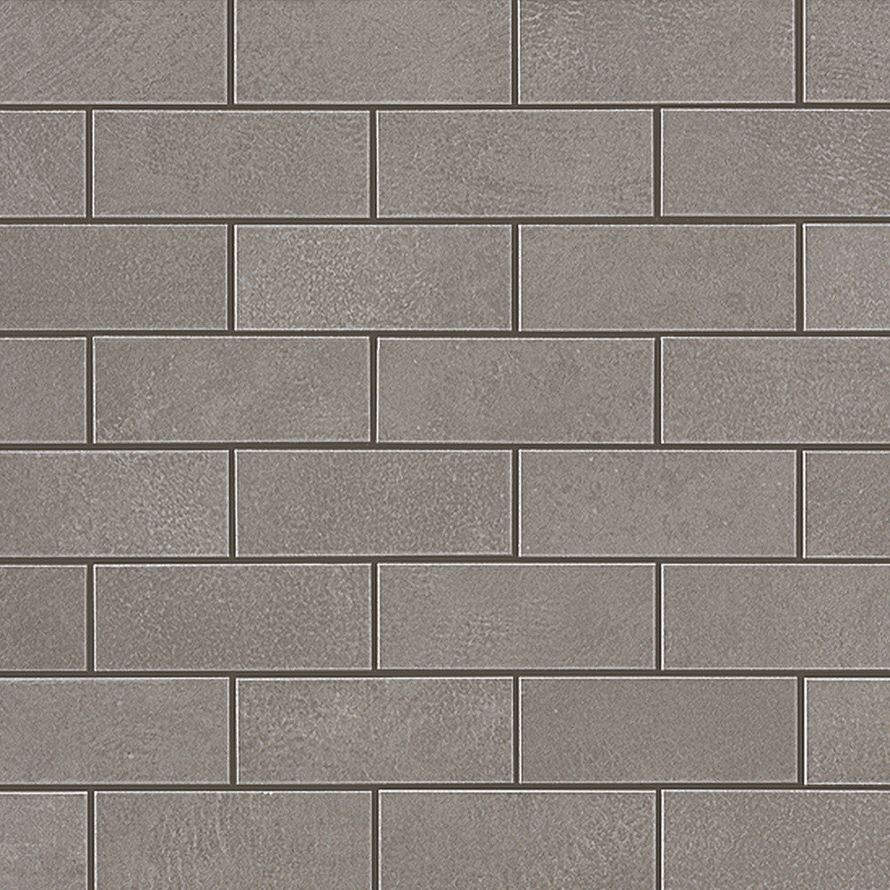 Mosaïque effet Béton Gris Ombre 7,5x2,9 cm Brick 30,5x30,5x0,85 cm Mat Gravino - Mur intérieur