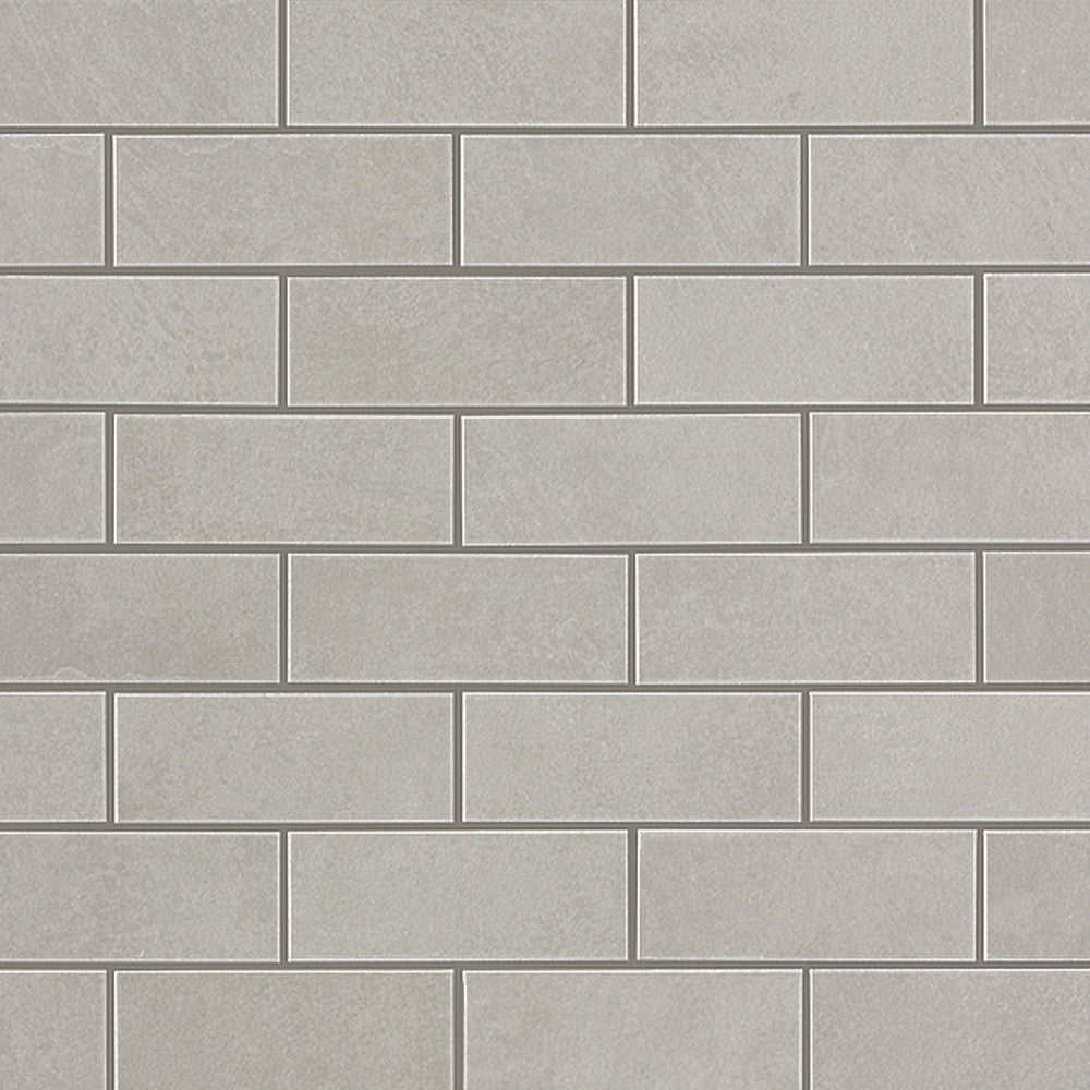Mosaïque effet Béton Gris Brume 7,5x2,9 cm Brick 30,5x30,5x0,85 cm Mat Gravino - Mur intérieur