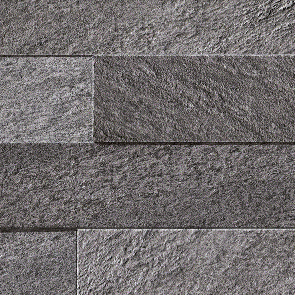 Parement carrelage effet Pierre 3D Quartzite Gris Ombre 59x29x0,95 cm Teravio