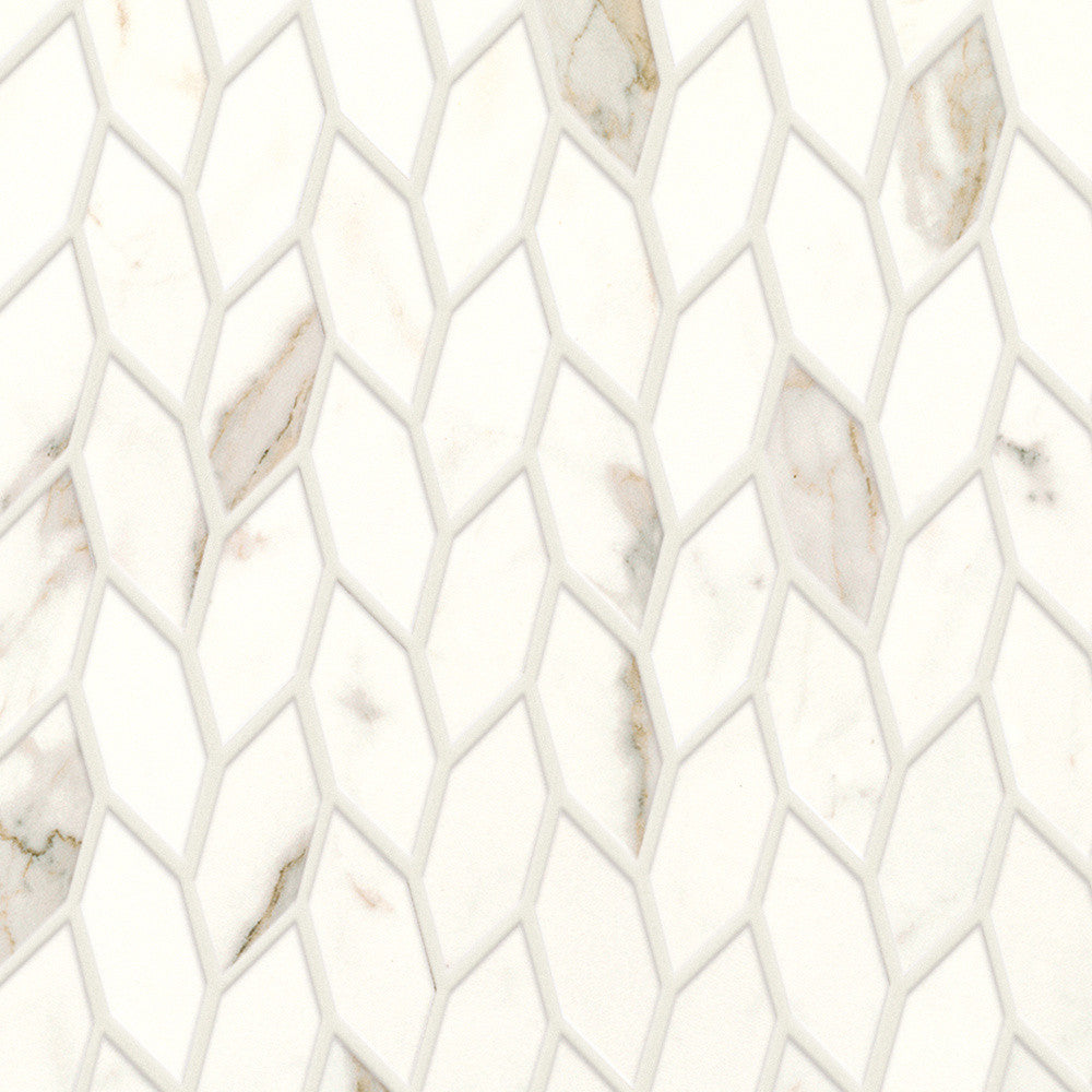 Mosaïque effet Marbre Blanc Calacatta Prima Nav 30,5x30,5x0,85 cm Silk Faventa - Mur intérieur