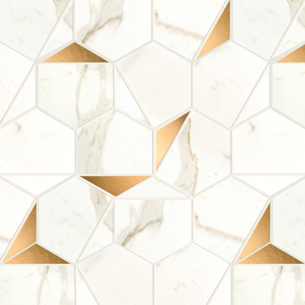 Mosaïque effet Marbre Blanc Calacatta Prima Hexa 29x25,1x0,85 cm Brillant Faventa - Mur intérieur