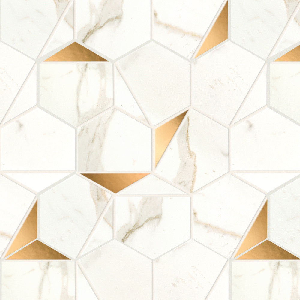 Mosaïque effet Marbre Blanc Calacatta Prima Hexa 29x25,1x0,85 cm Brillant Faventa - Mur intérieur