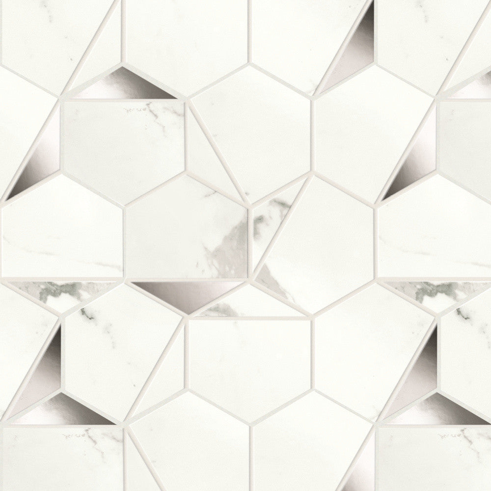Mosaïque effet Marbre Blanc Calacatta Majestic Hexa 29x25,1x0,85 cm Brillant Faventa - Mur intérieur