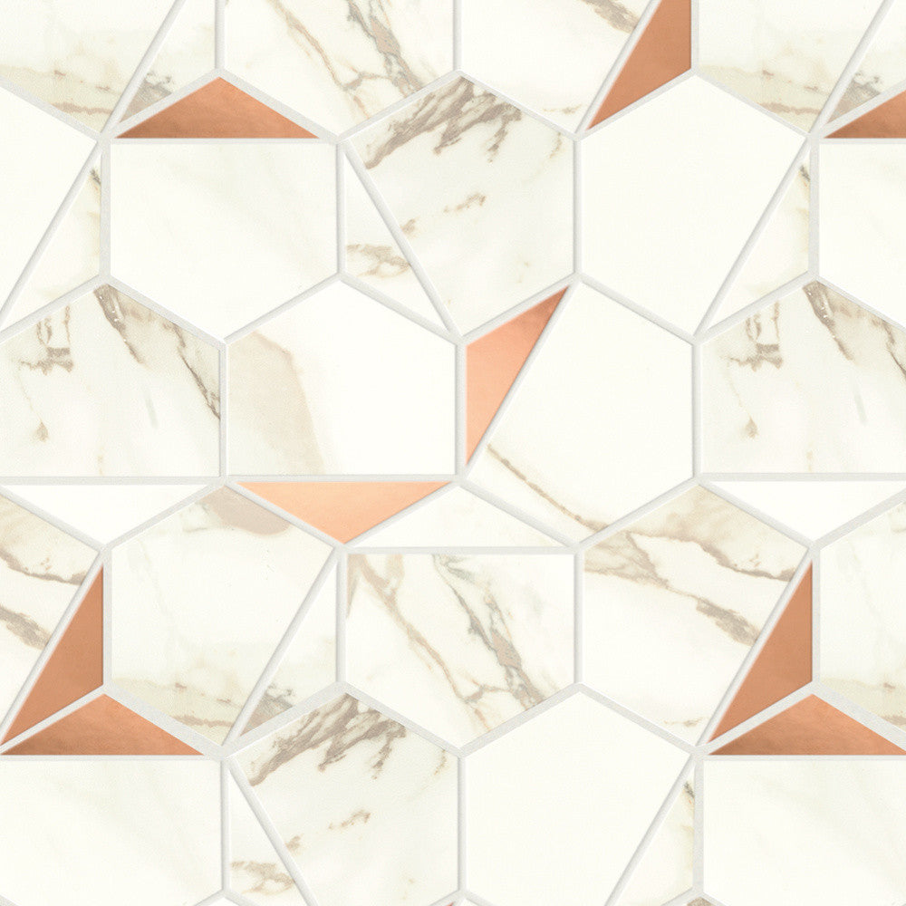 Mosaïque effet Marbre Blanc Calacatta Supreme Hexa 29x25,1x0,85 cm Brillant Faventa - Mur intérieur