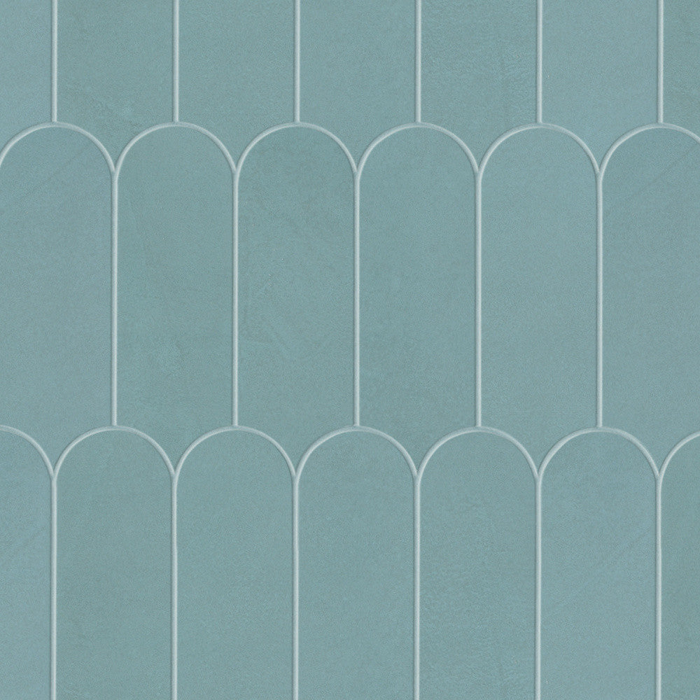 Mosaïque effet Enduit Bleu Brume Ecaille 29,7x29,6x0,85 cm Mat Calviro - Mur intérieur