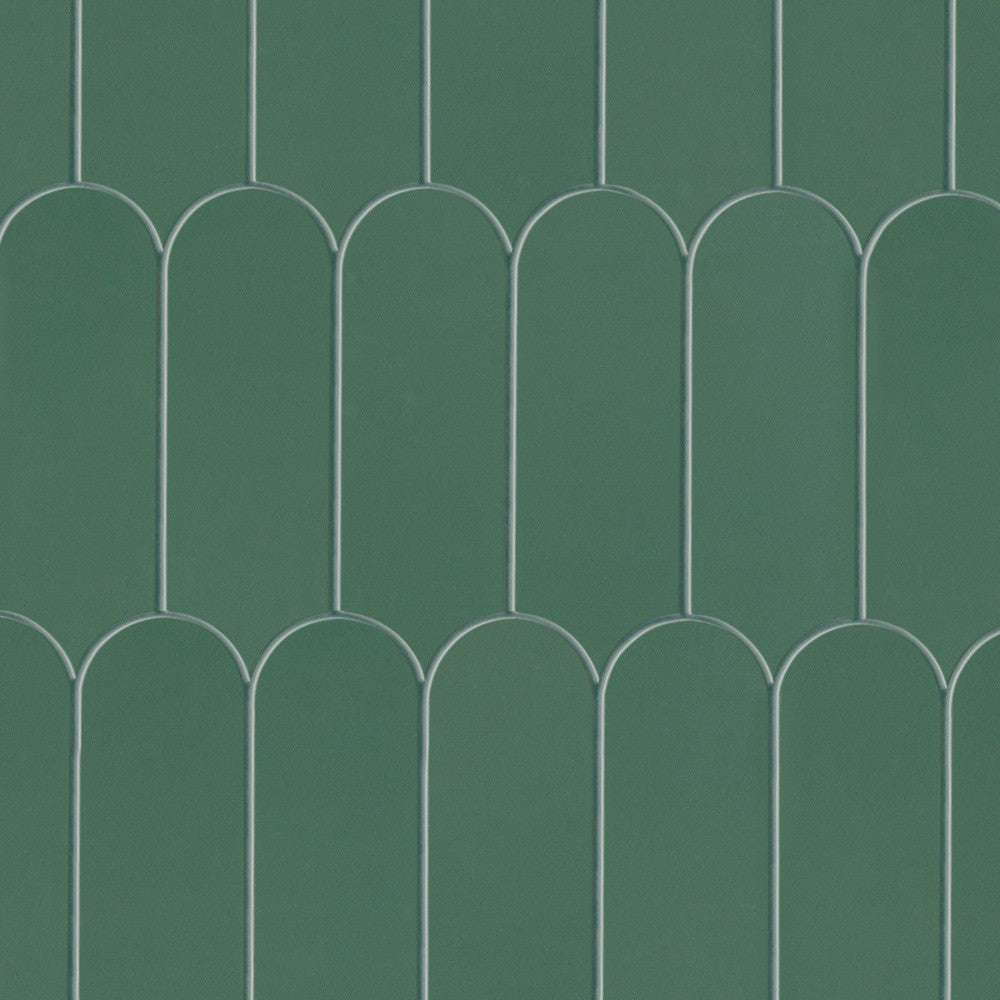 Mosaïque effet Enduit Vert Pin Ecaille 29,7x29,6x0,85 cm Mat Calviro - Mur intérieur