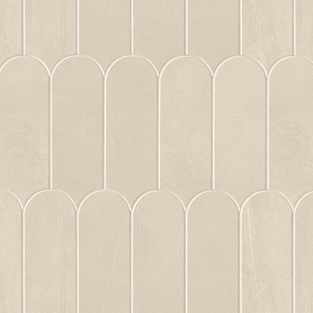 Mosaïque effet Enduit Beige Lin Ecaille 29,7x29,6x0,85 cm Mat Calviro - Mur intérieur