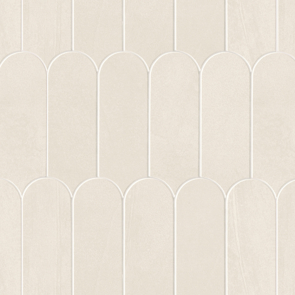 Mosaïque effet Enduit Blanc Lin Ecaille 29,7x29,6x0,85 cm Mat Calviro - Mur intérieur