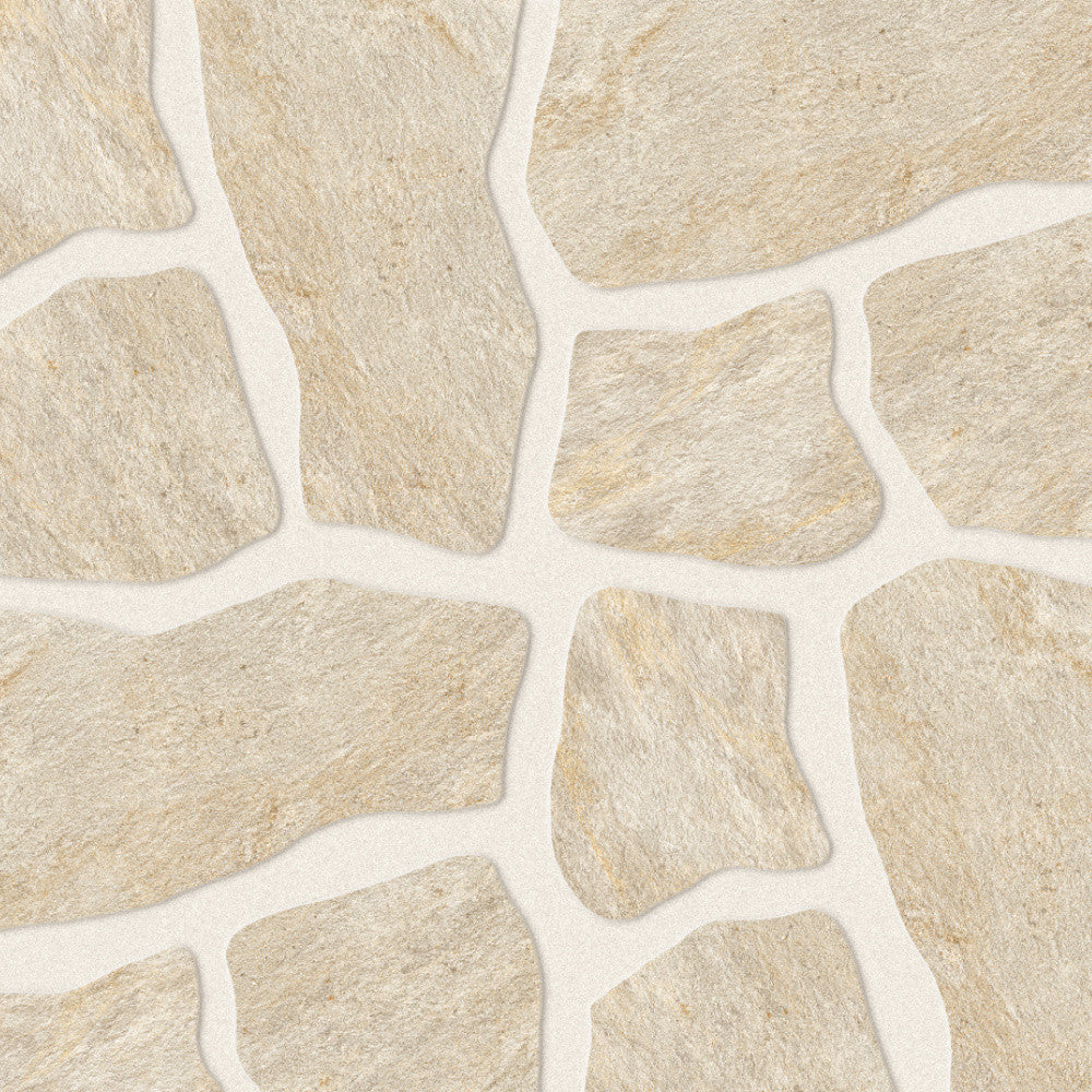 Carrelage effet Pierre Quartzite Gris Beige Dalle A+B 54x54x2 cm Salvero - Sol extérieur