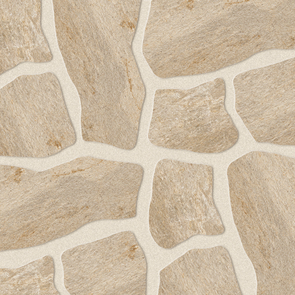 Carrelage effet Pierre Quartzite Beige Doré Dalle A+B 54x54x2 cm Salvero - Sol extérieur