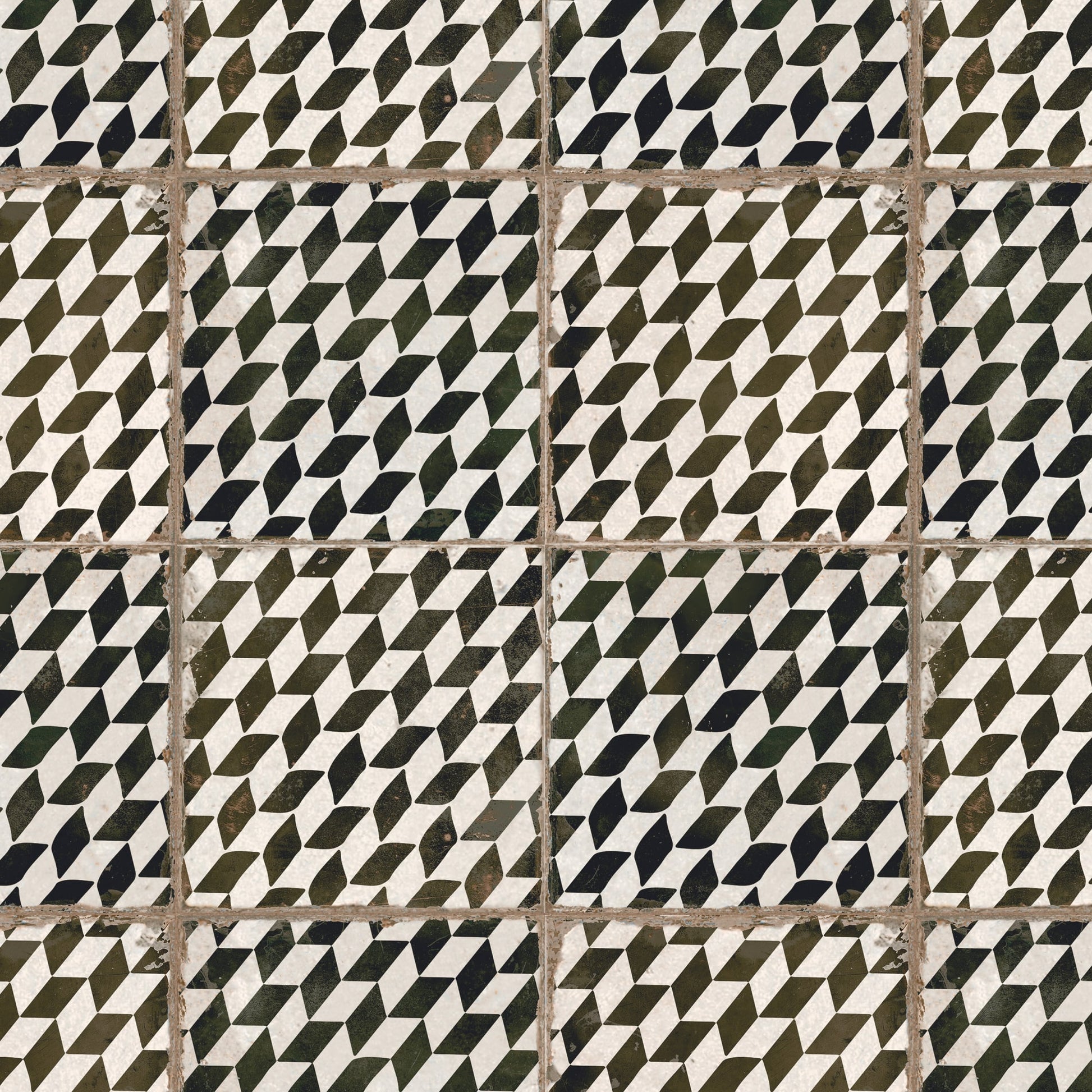 Carrelage Vintage effet Carreau ciment Noir Chevron 45x45x0,95 cm Rovessa - Sol et mur intérieur