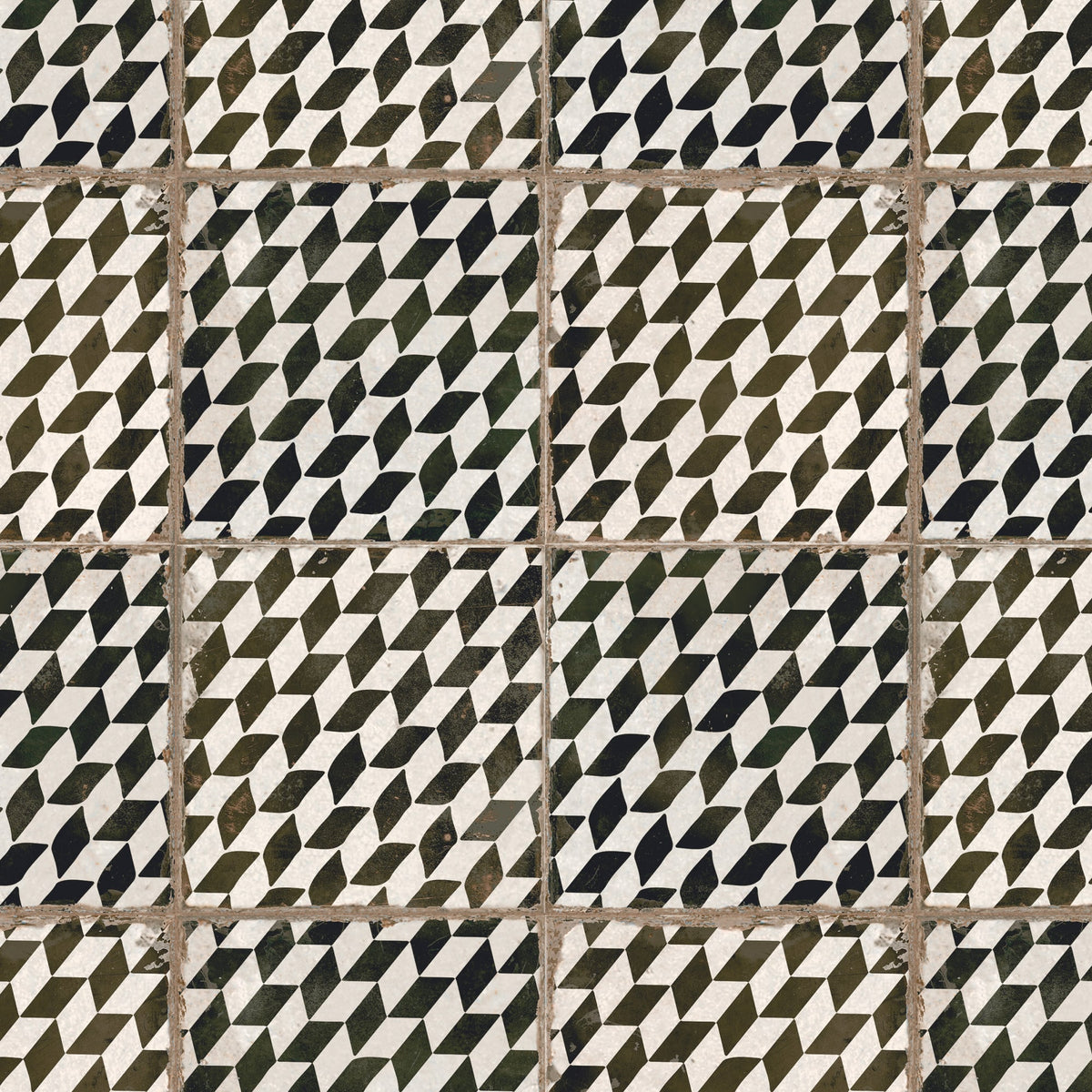 Carrelage Vintage effet Carreau ciment Noir Chevron 45x45x0,95 cm Rovessa - Sol et mur intérieur