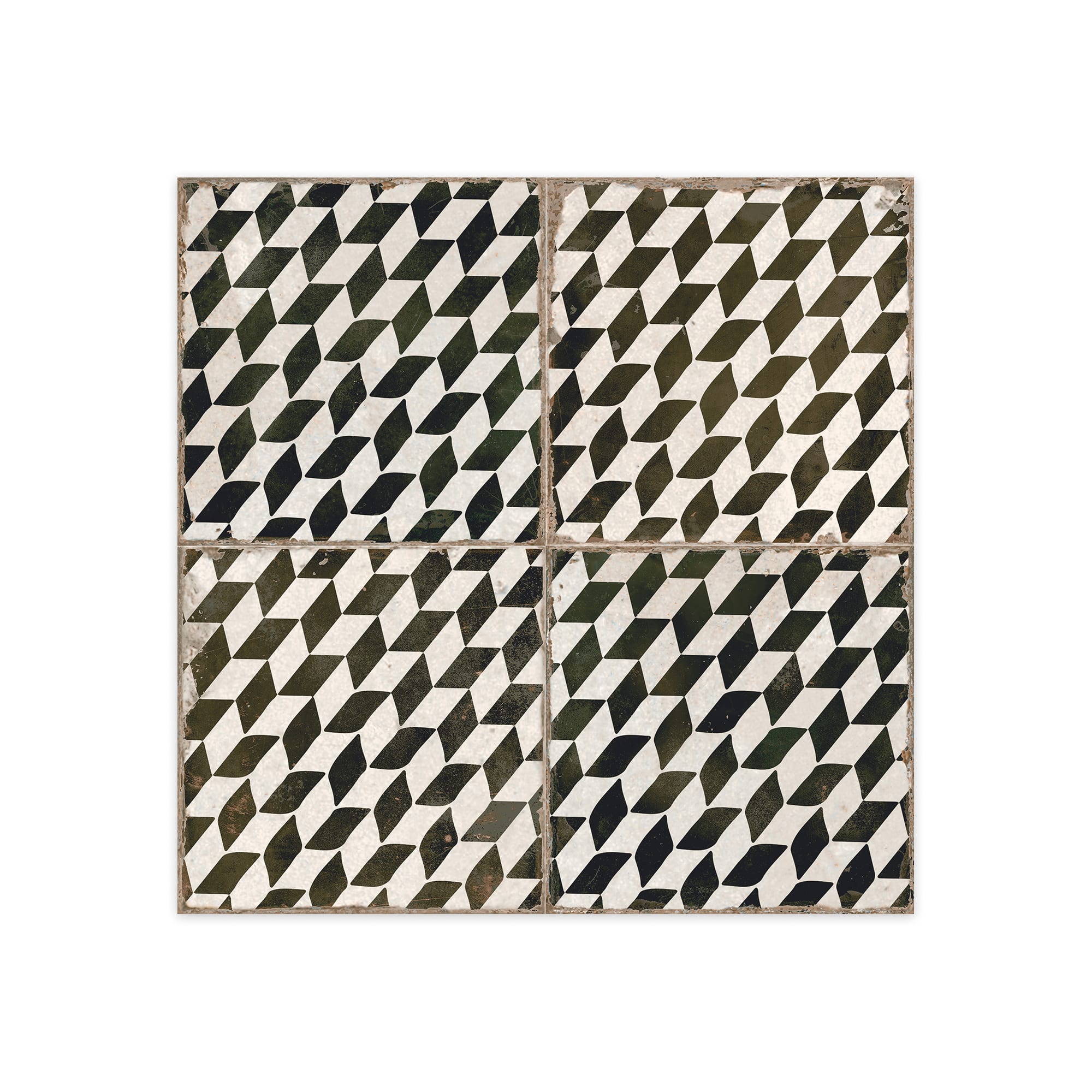 Carrelage Vintage effet Carreau ciment Noir Chevron 45x45x0,95 cm Rovessa - Sol et mur intérieur