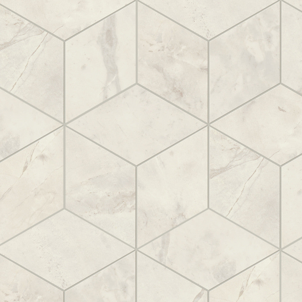 Mosaïque effet Marbre Gris Luna Hexa Cube 35x30x0,9 cm Silk Montira - Mur intérieur