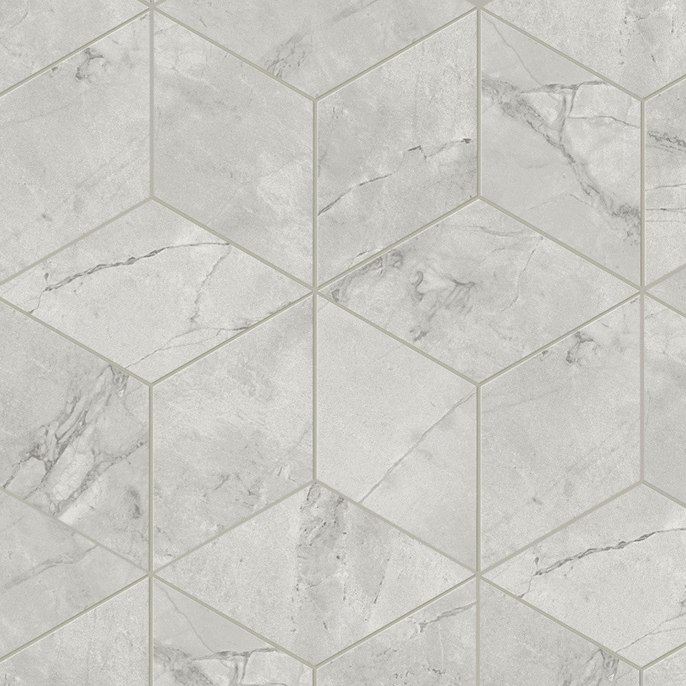 Mosaïque effet Marbre Gris Mist Hexa Cube 35x30x0,9 cm Silk Montira - Mur intérieur