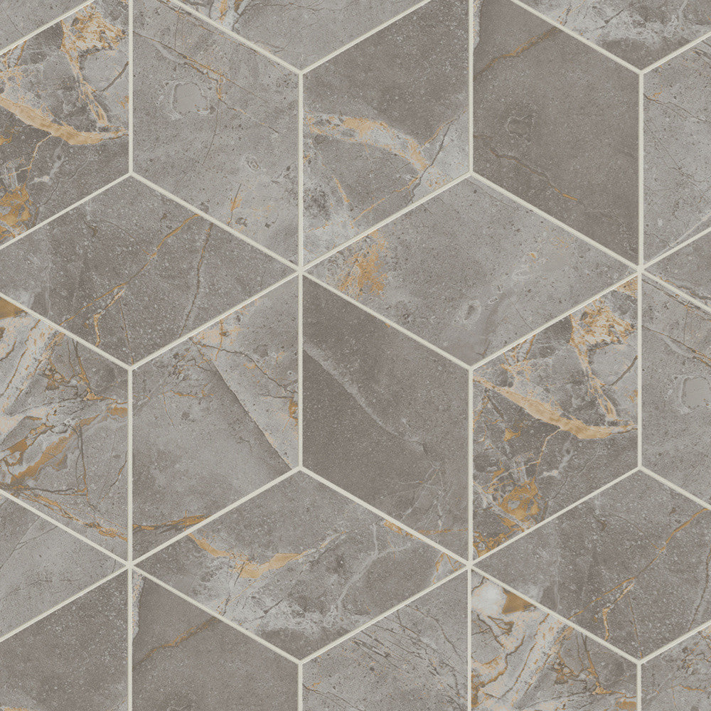 Mosaïque effet Marbre Gris Titan Hexa Cube 35x30x0,9 cm Silk Montira - Mur intérieur