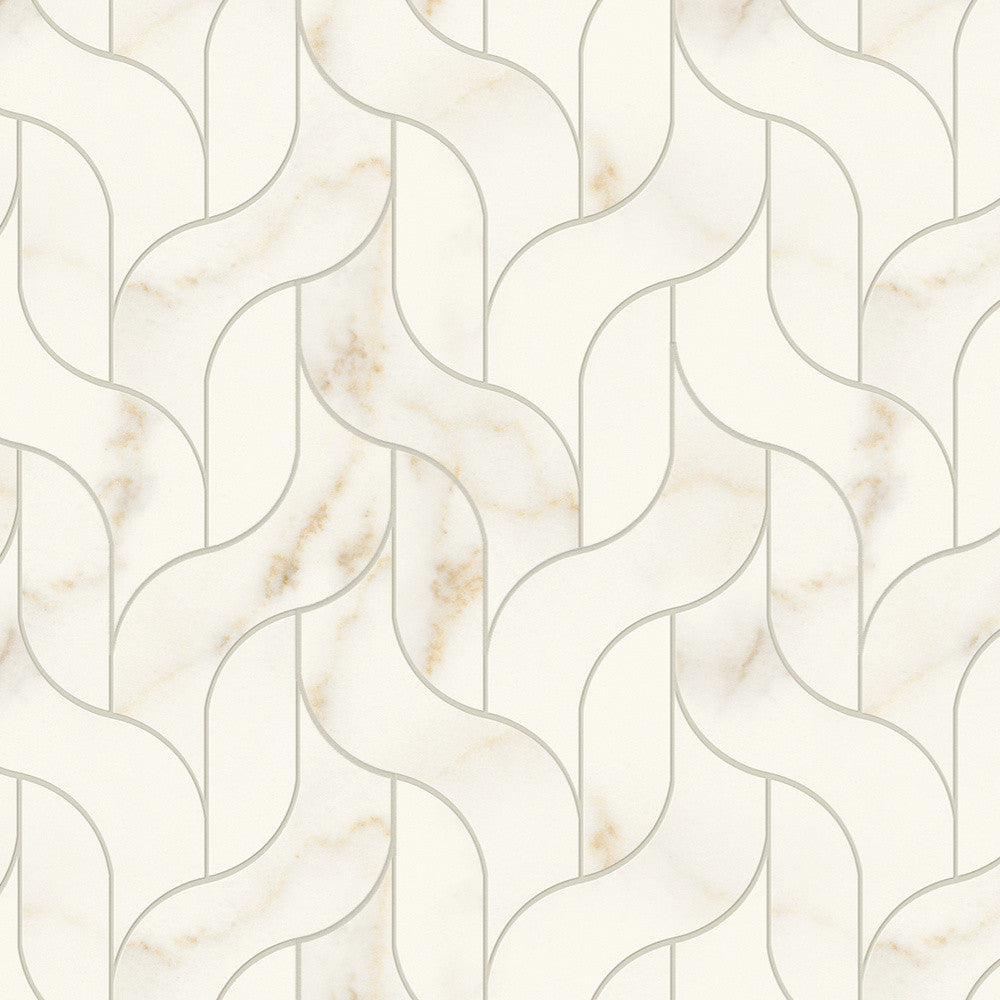 Mosaïque effet Marbre Blanc Calacatta Divino Vine 30,5x27,7x0,9 cm Brillant Montira - Mur intérieur