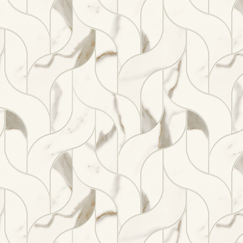 Mosaïque effet Marbre Blanc Calacatta Alba Vine 30,5x27,7x0,9 cm Brillant Montira - Mur intérieur