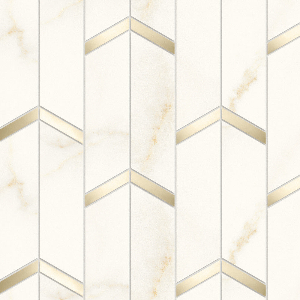 Mosaïque effet Marbre Blanc Calacatta Divino Arrow 46,3x19,2x0,9 cm Brillant Montira - Mur intérieur